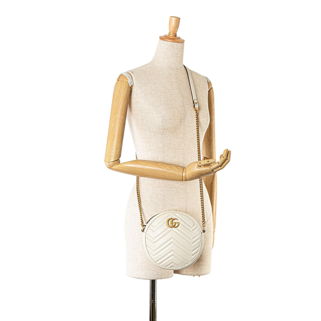 Gucci Mini GG Marmont Leather Matelasse Round Crossbody