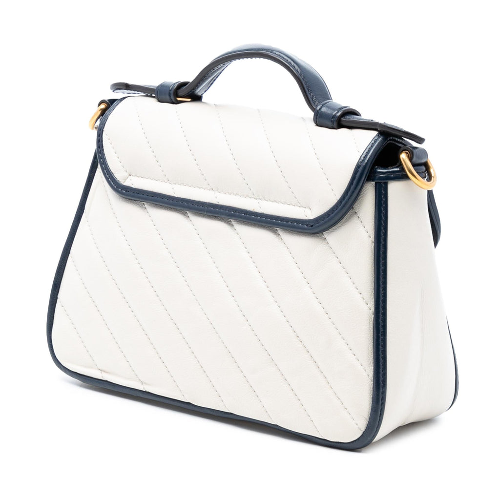 Gucci Mini GG Marmont Matelasse Diagonal Leather Torchon Top Handle Bag
