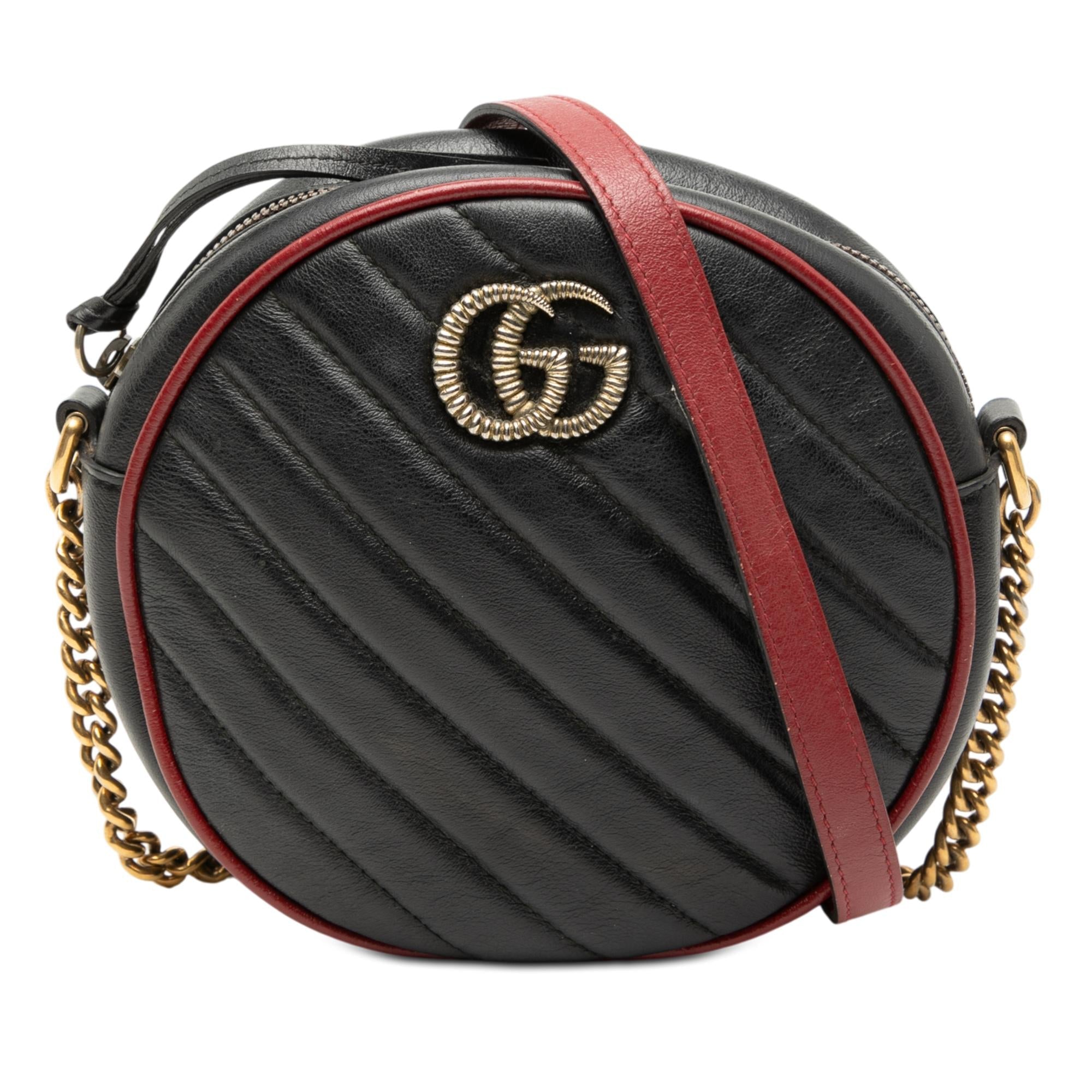 Gucci Mini GG Marmont Matelasse Leather Torchon Round Crossbody