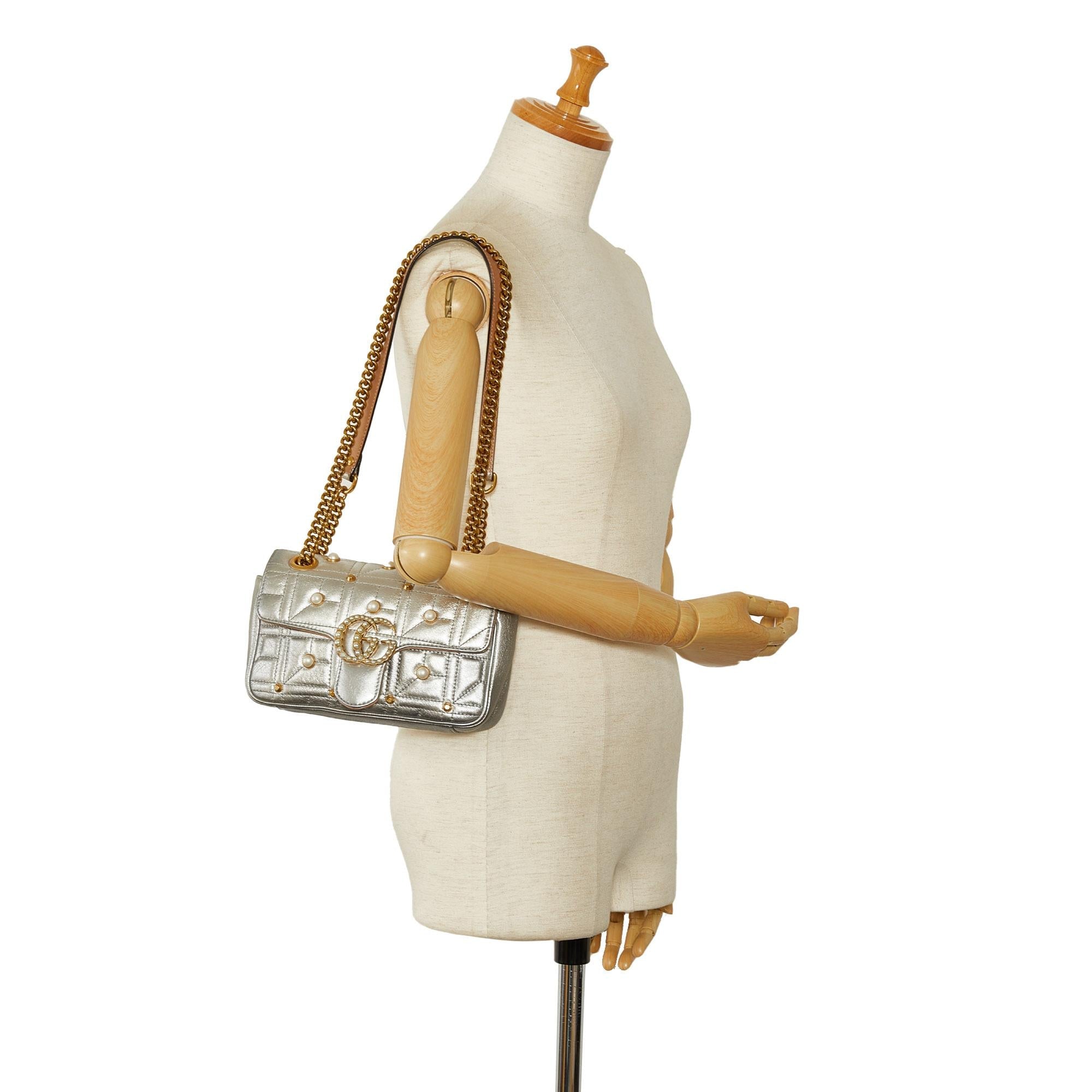 Gucci Mini GG Marmont Matelasse Pearl Crossbody Bag (SHG-NtkRNe)