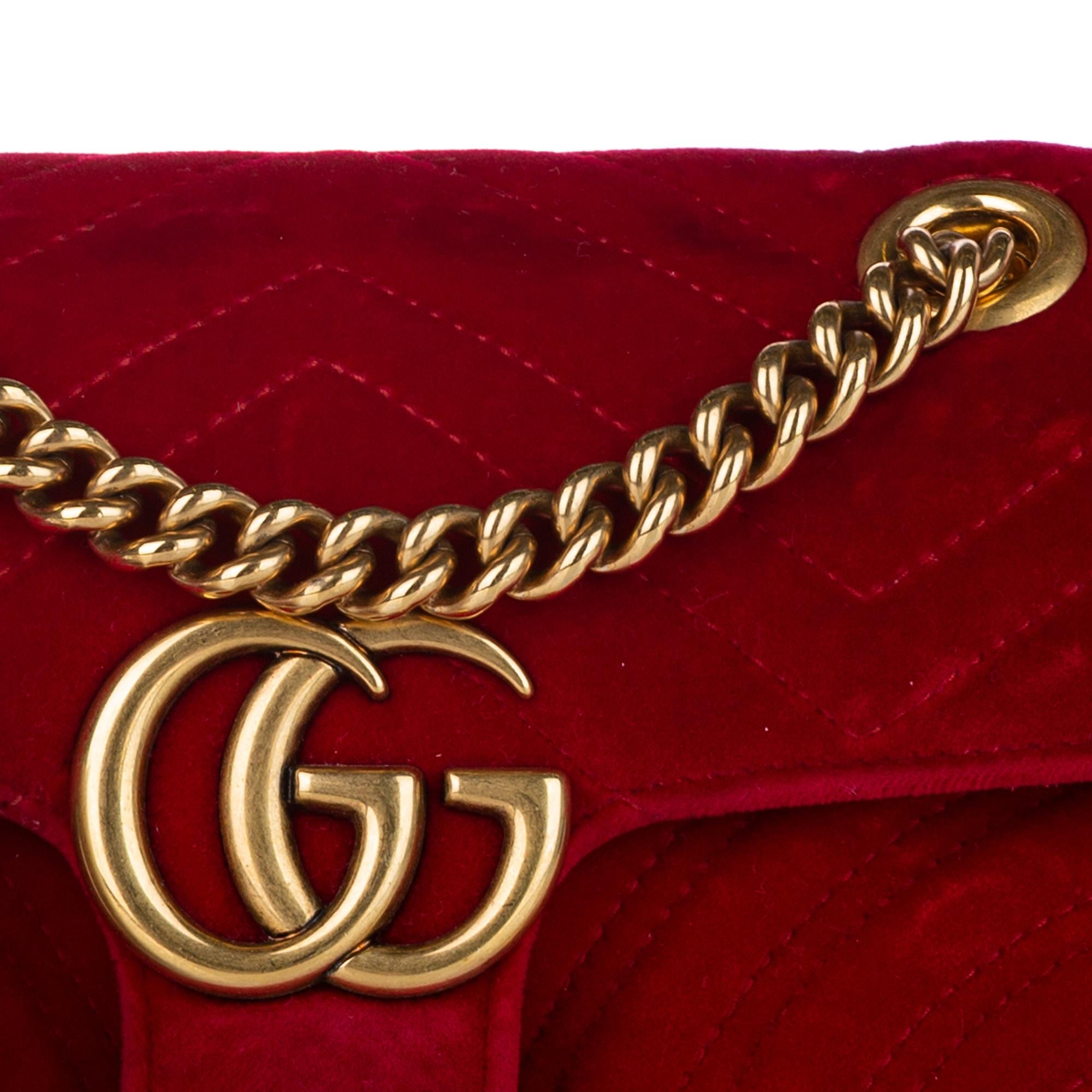 Gucci Mini GG Marmont Matelasse Velvet Crossbody Bag (SHG-27046)