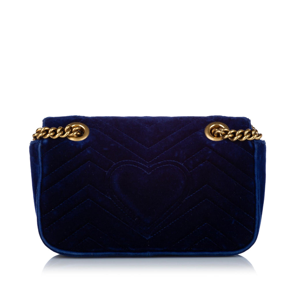 Gucci Mini GG Marmont Matelasse Velvet Crossbody Bag (SHG-30351)