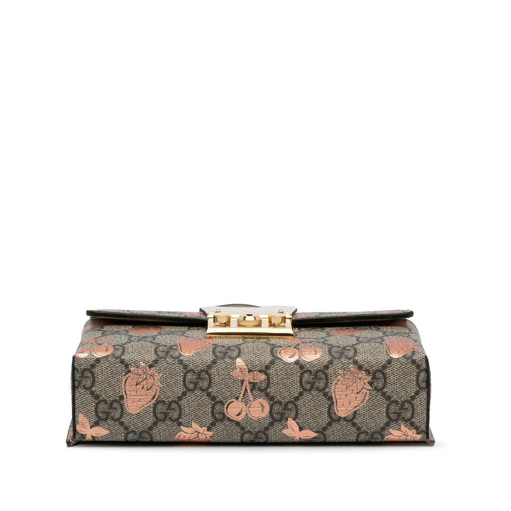 Gucci Mini GG Supreme Berry Padlock Satchel (SHG-0xk6RT)