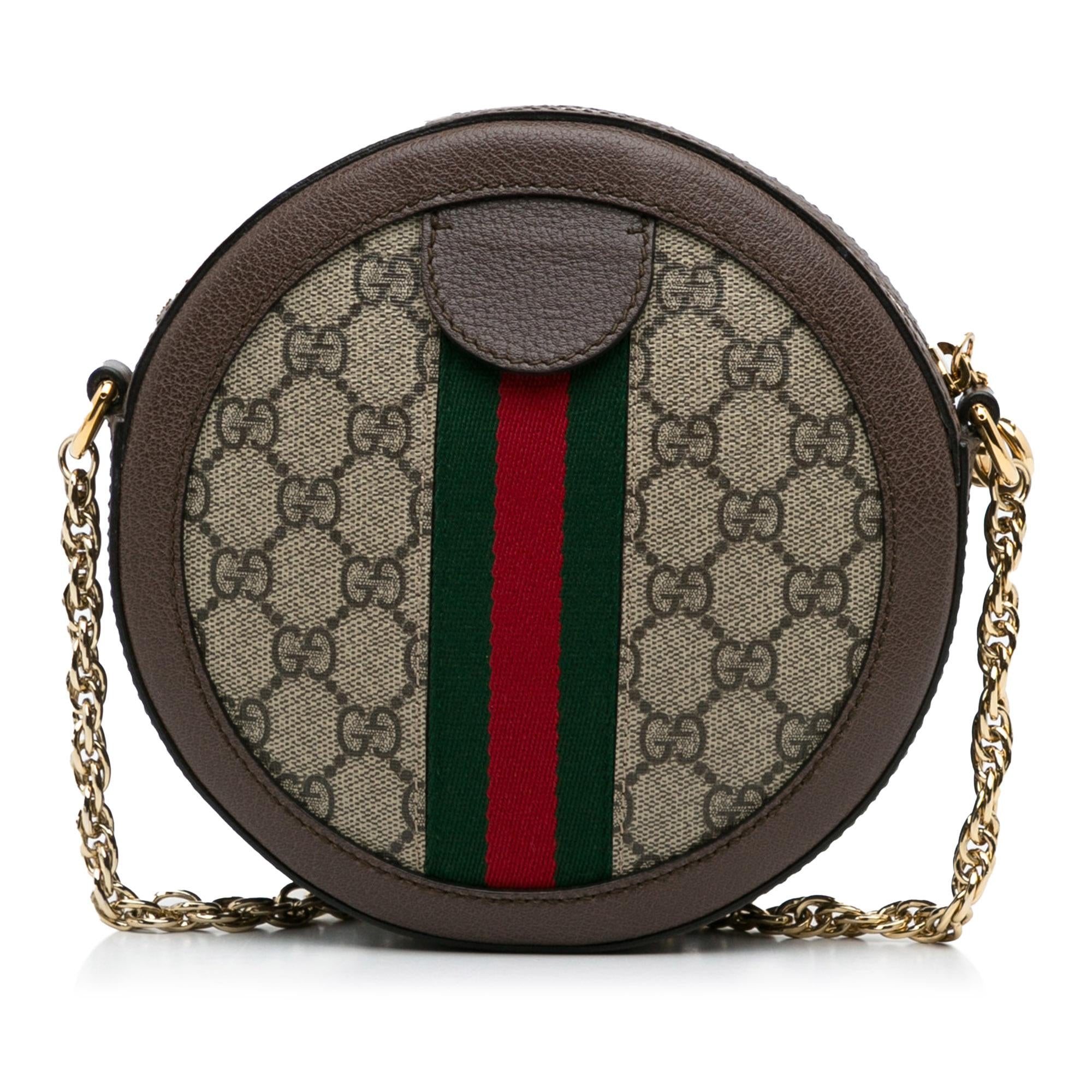 Gucci Mini GG Supreme Round Ophidia Crossbody (SHG-aFu3qu)