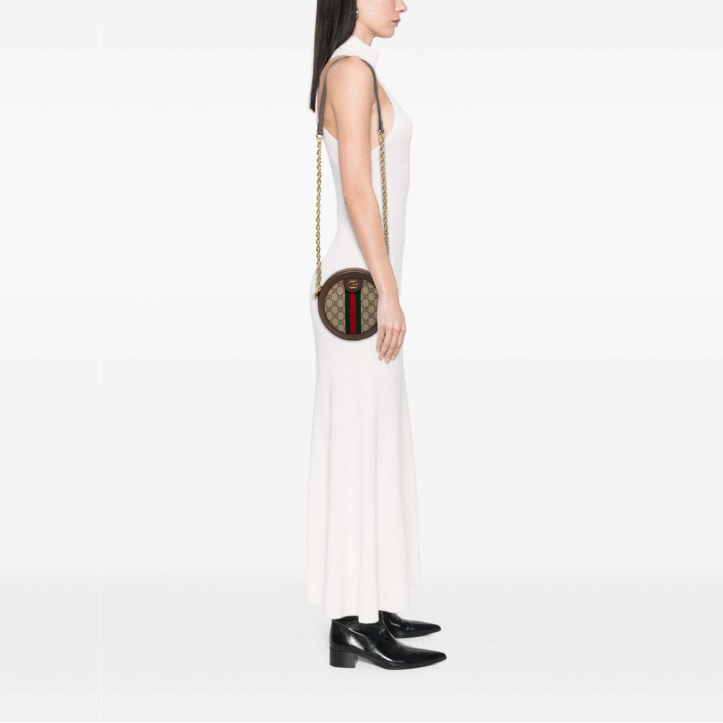 Gucci Mini GG Supreme Web Ophidia Round Crossbody