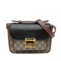 Gucci Mini GG Supreme and Calfskin Padlock Flap Pocket Satchel