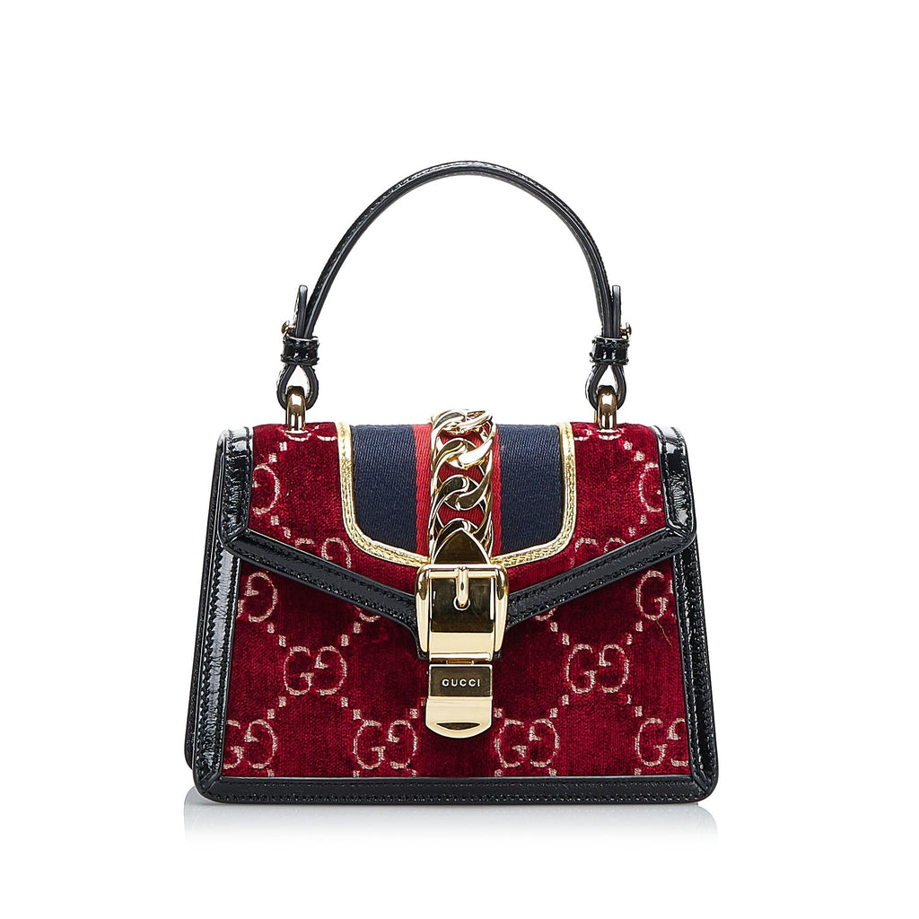 Gucci Mini GG Velvet Sylvie Satchel (SHG-DMuxoM)