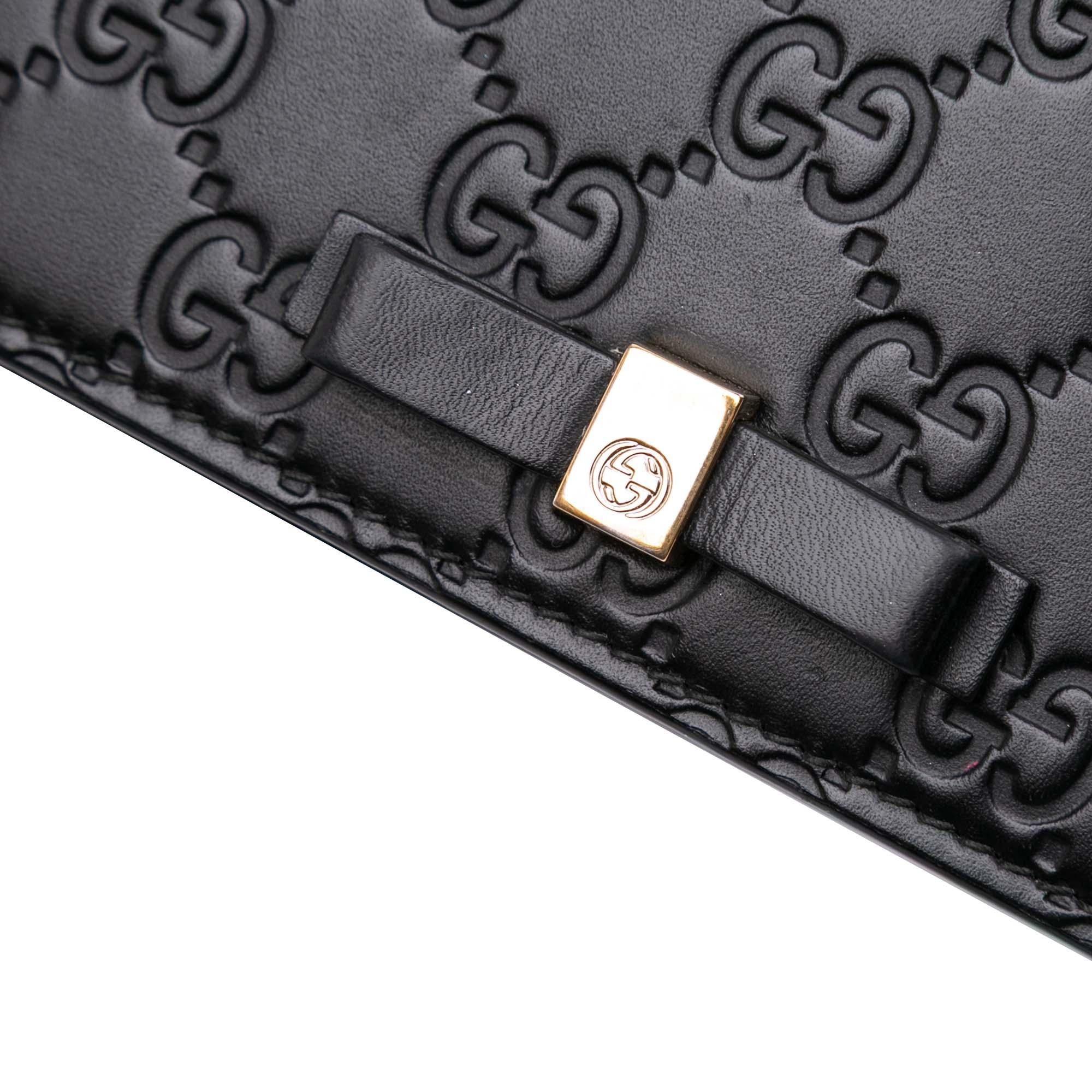 Gucci Mini Guccissima Bow Signature Wallet On Chain