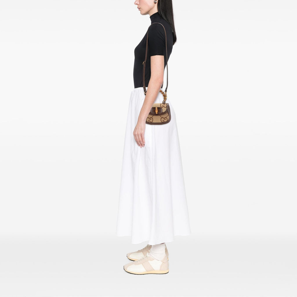 Gucci Mini Jumbo GG Canvas 1947 Bamboo Top Handle Bag