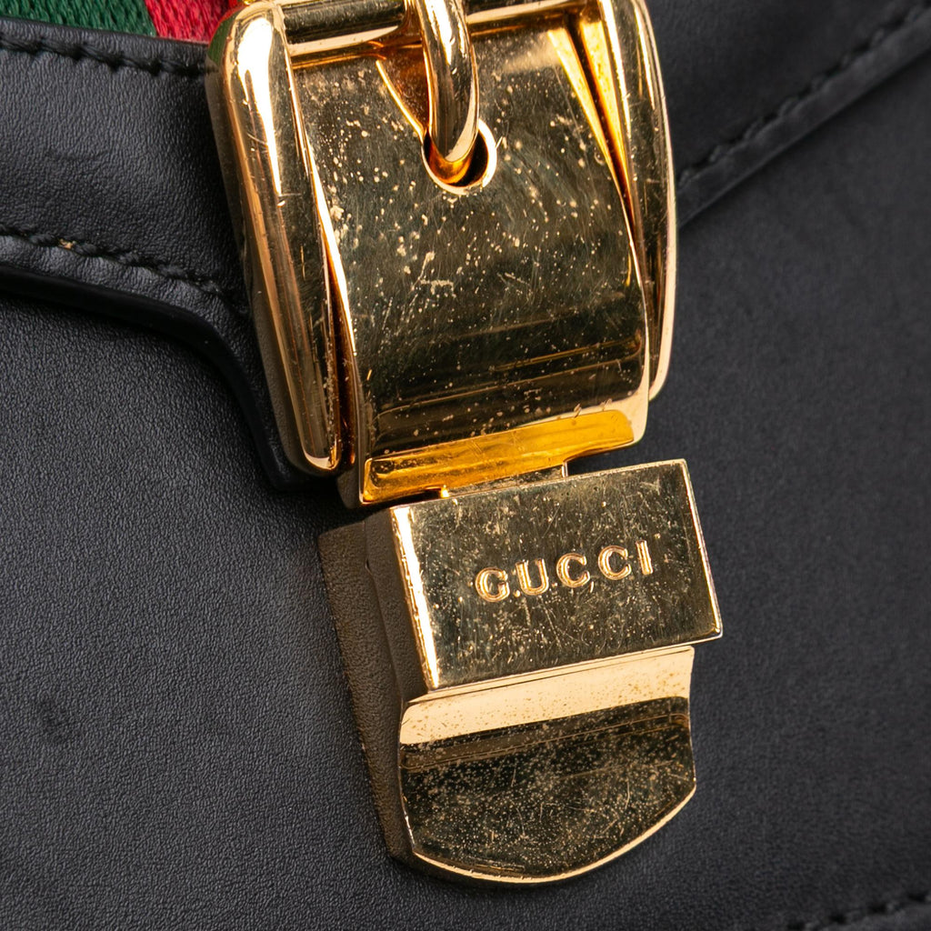 Gucci Mini Leather Web Sylvie Chain Crossbody