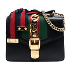Gucci Mini Leather Web Sylvie Chain Crossbody