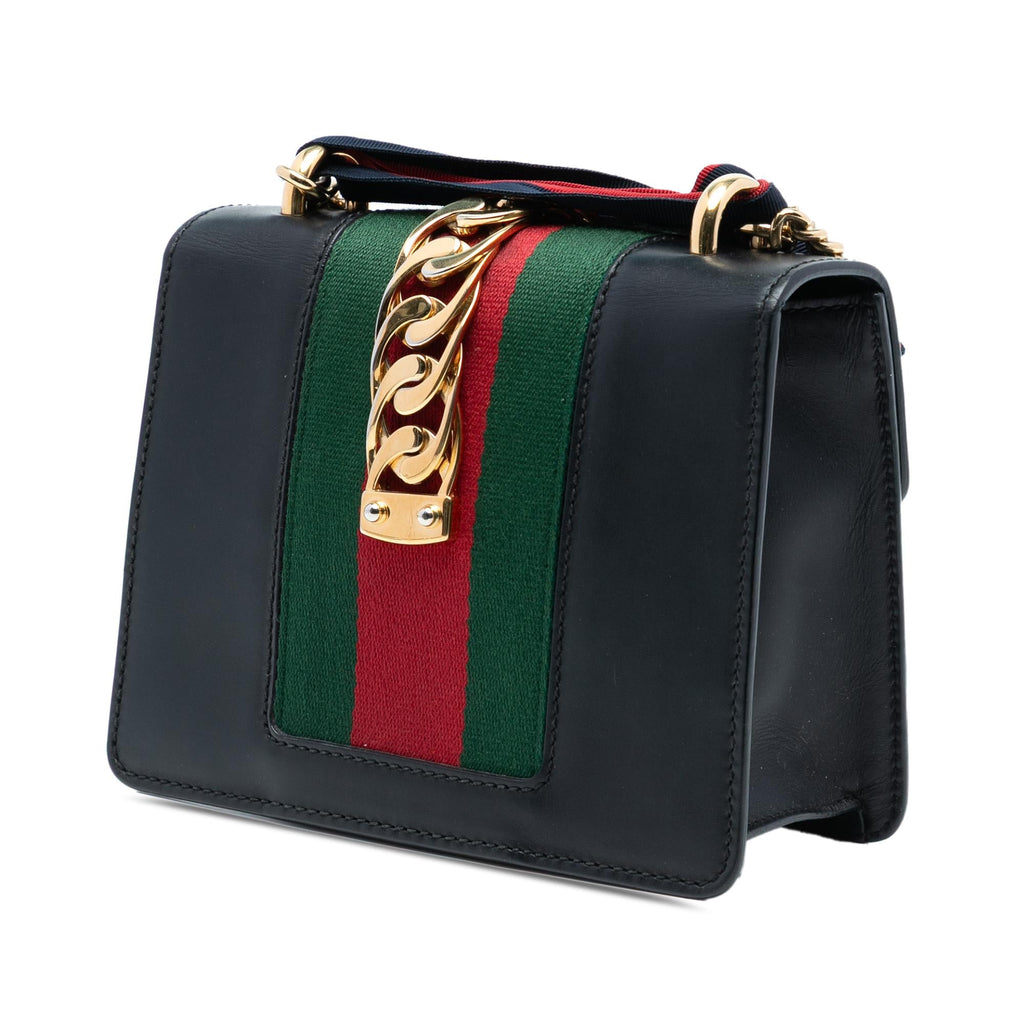 Gucci Mini Leather Web Sylvie Chain Crossbody