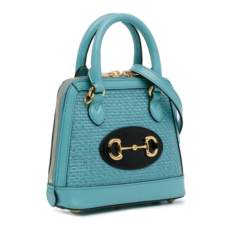 Gucci Mini Raffia Horsebit 1955 Top Handle Bag (SHG-TqNTHU)