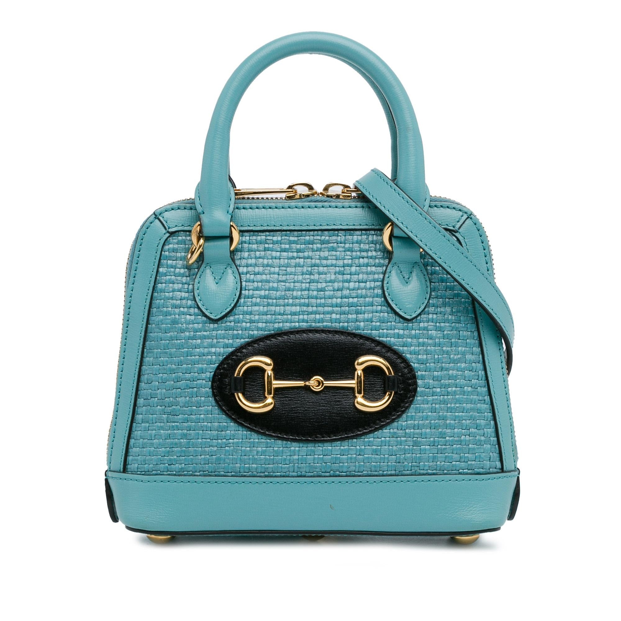 Gucci Mini Raffia Horsebit 1955 Top Handle Bag