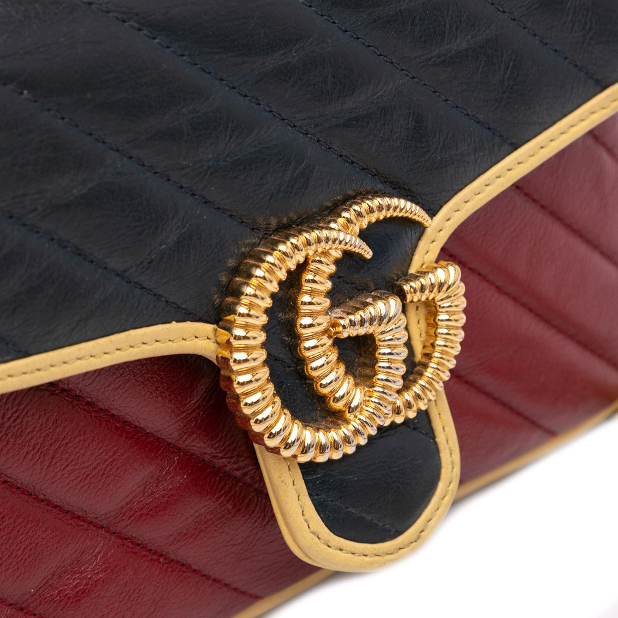 Gucci Mini Tricolor GG Marmont Matelasse Leather Torchon Top Handle Bag
