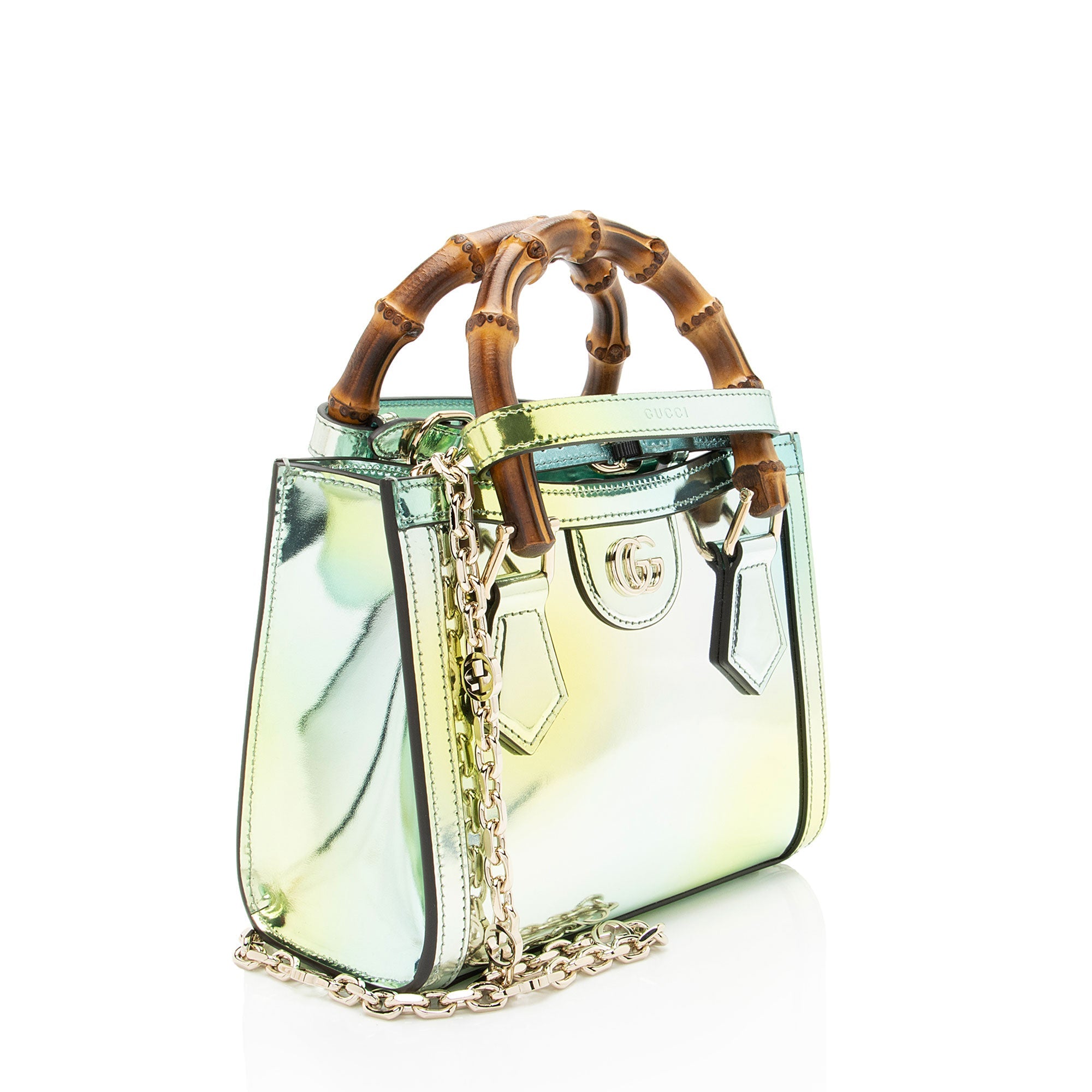 Gucci Mirrored Leather Bamboo Diana Mini Tote
