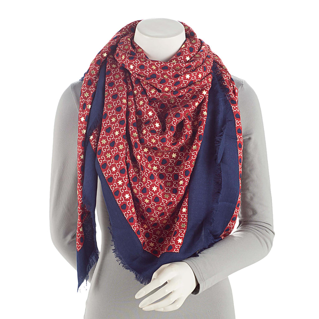 Gucci Modal Silk GG Heart Stars Dimmher 140cm Shawl (SHF-tsO7fe)