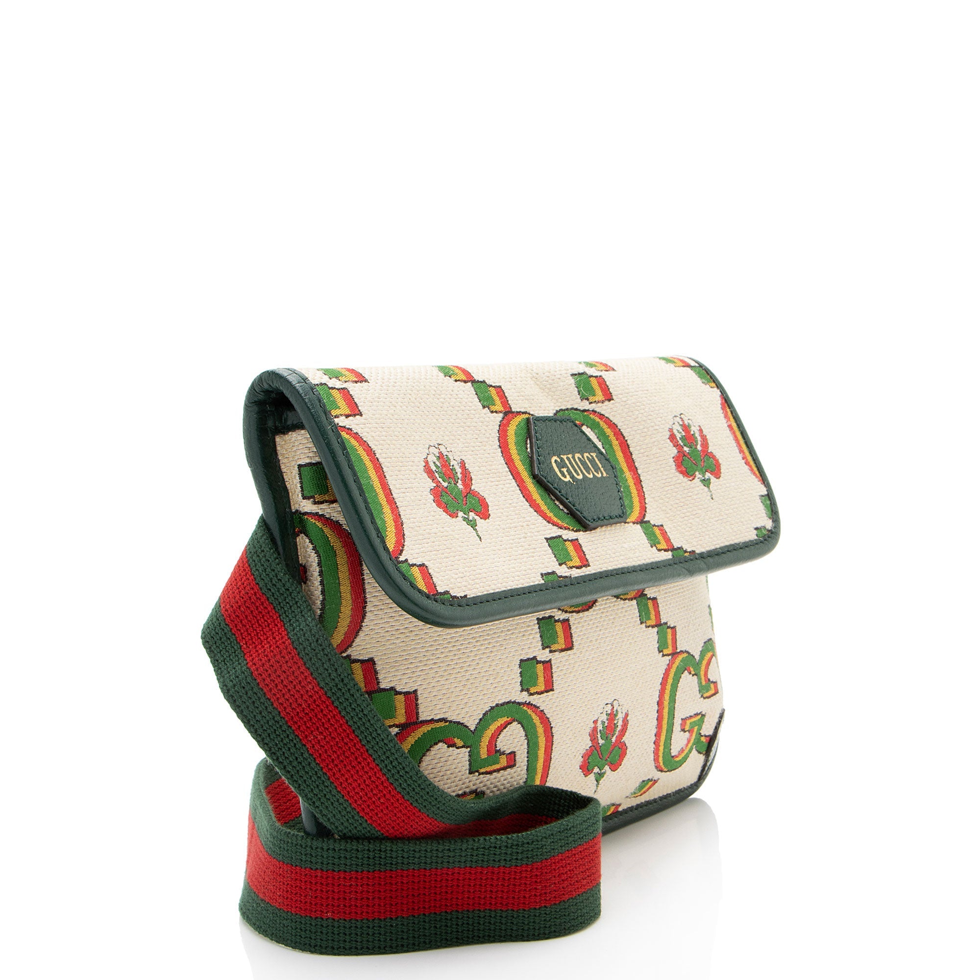 Gucci Jumbo GG Canvas Embroidered Floral Belt Bag