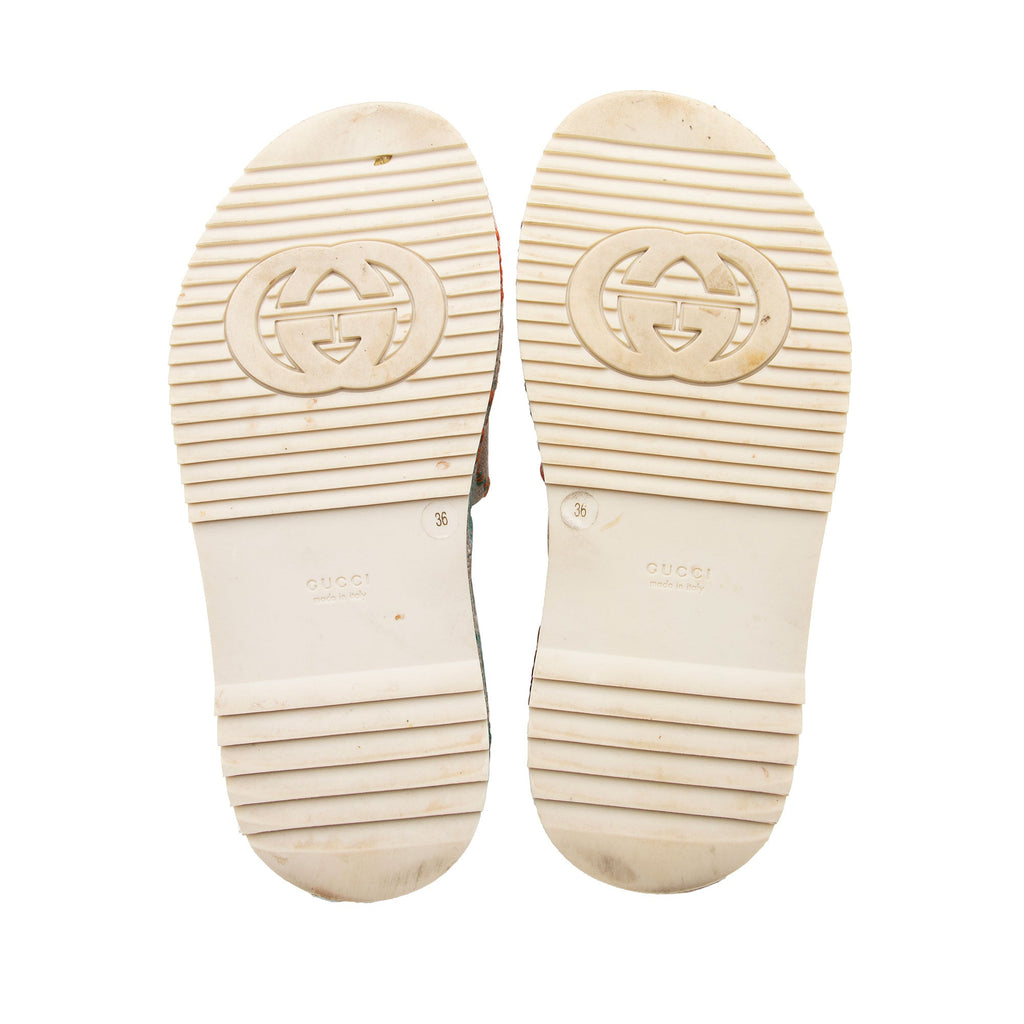 Gucci Multicolor GG Canvas Angelina Slide Platform Sandals - Size 6 / 36 (SHF-wjmixu)