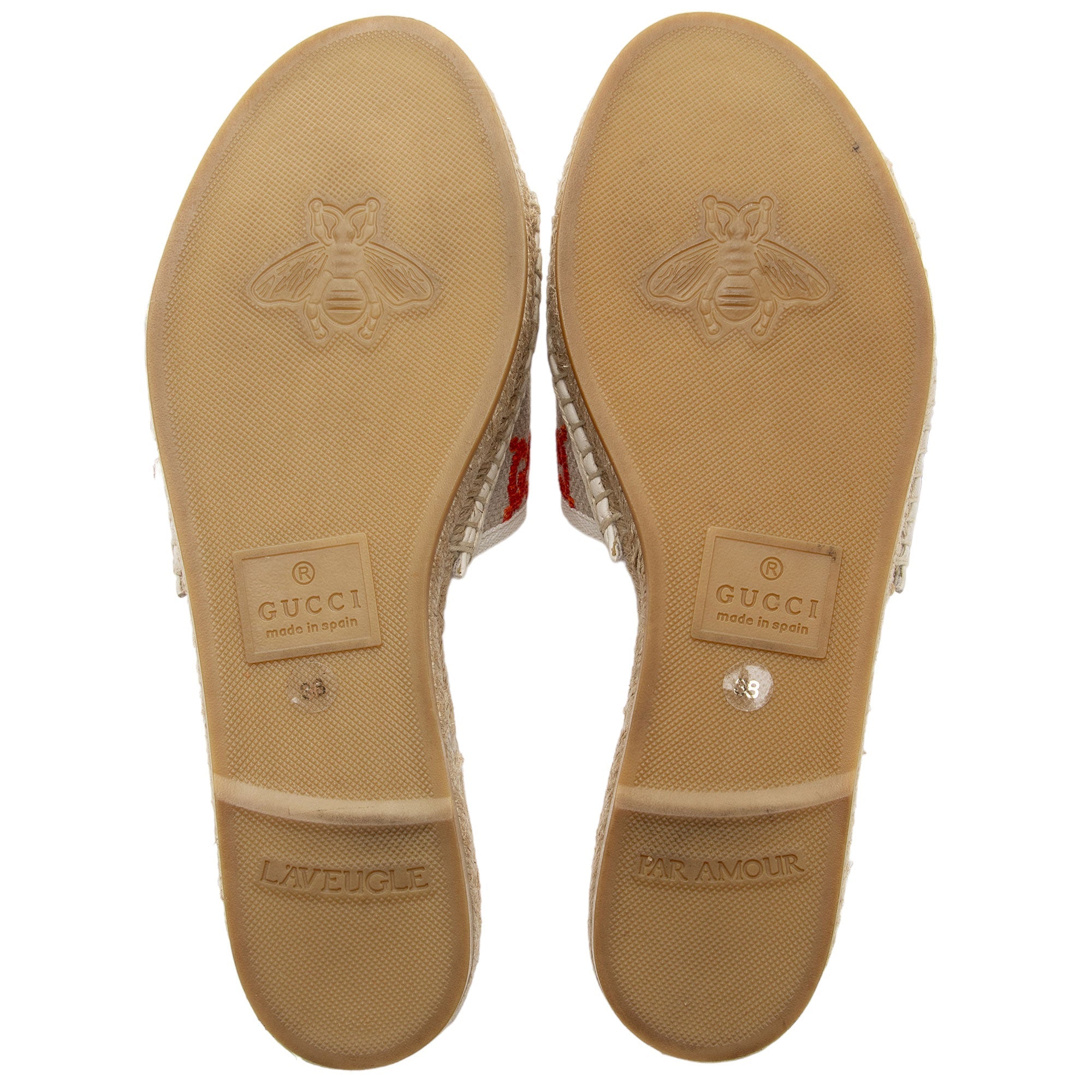 Gucci Multicolor GG Canvas Raffia Espadrille Slides - Size 8 / 38 (SHF-3nkmwj)