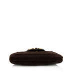 Gucci Nubuck Leather Ribot Flap Small Shoulder Bag (SHF-19107)