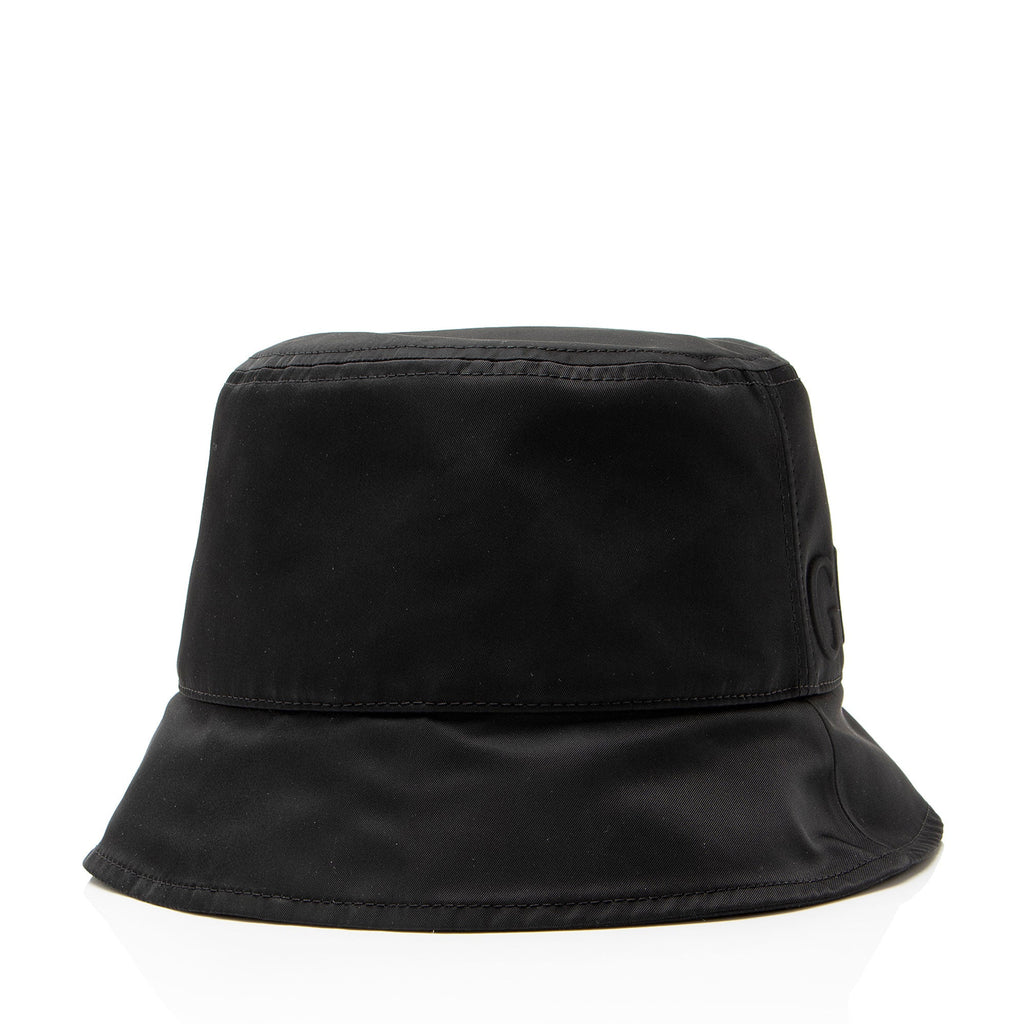Gucci Nylon Embossed Logo Web Tab Bucket Hat - Size M