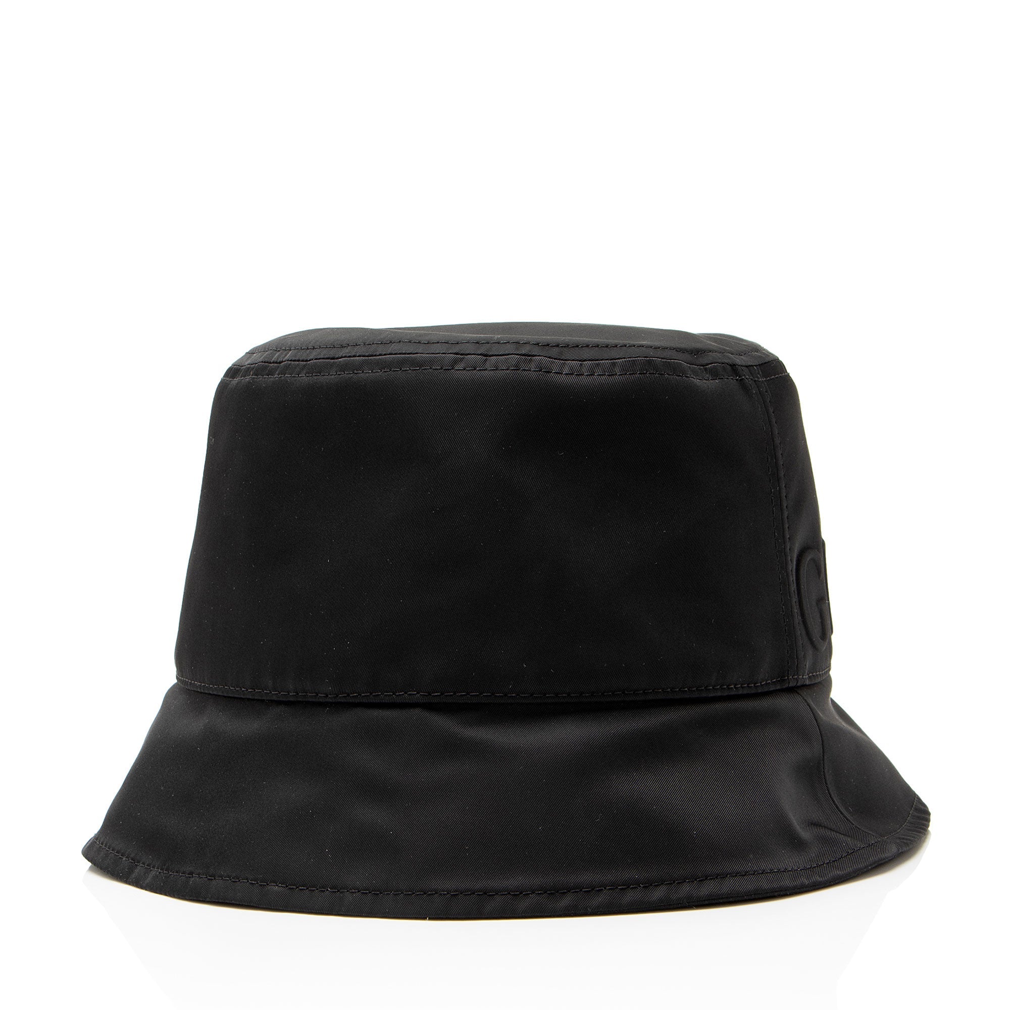 Gucci Nylon Embossed Logo Web Tab Bucket Hat - Size M