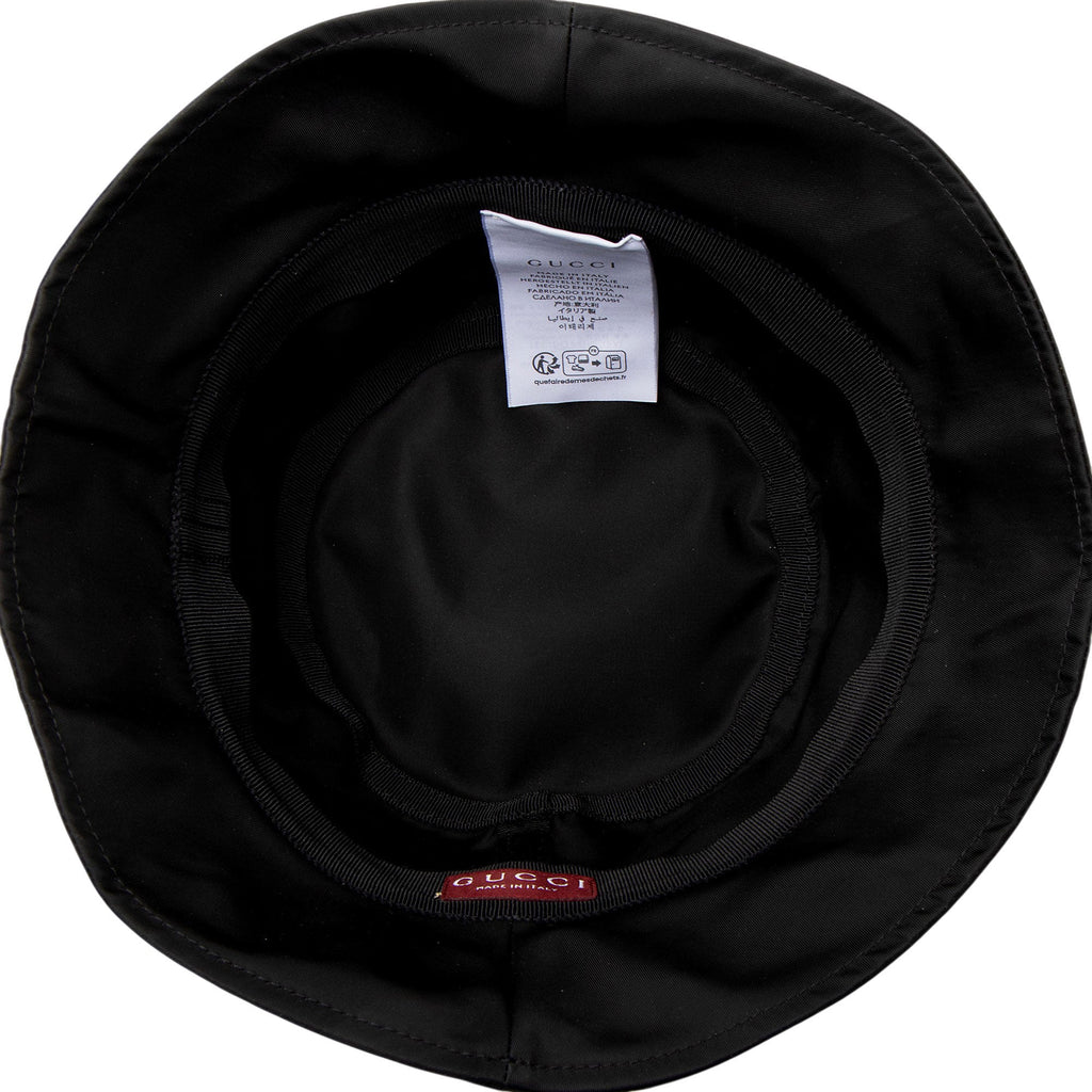 Gucci Nylon Embossed Logo Web Tab Bucket Hat - Size M