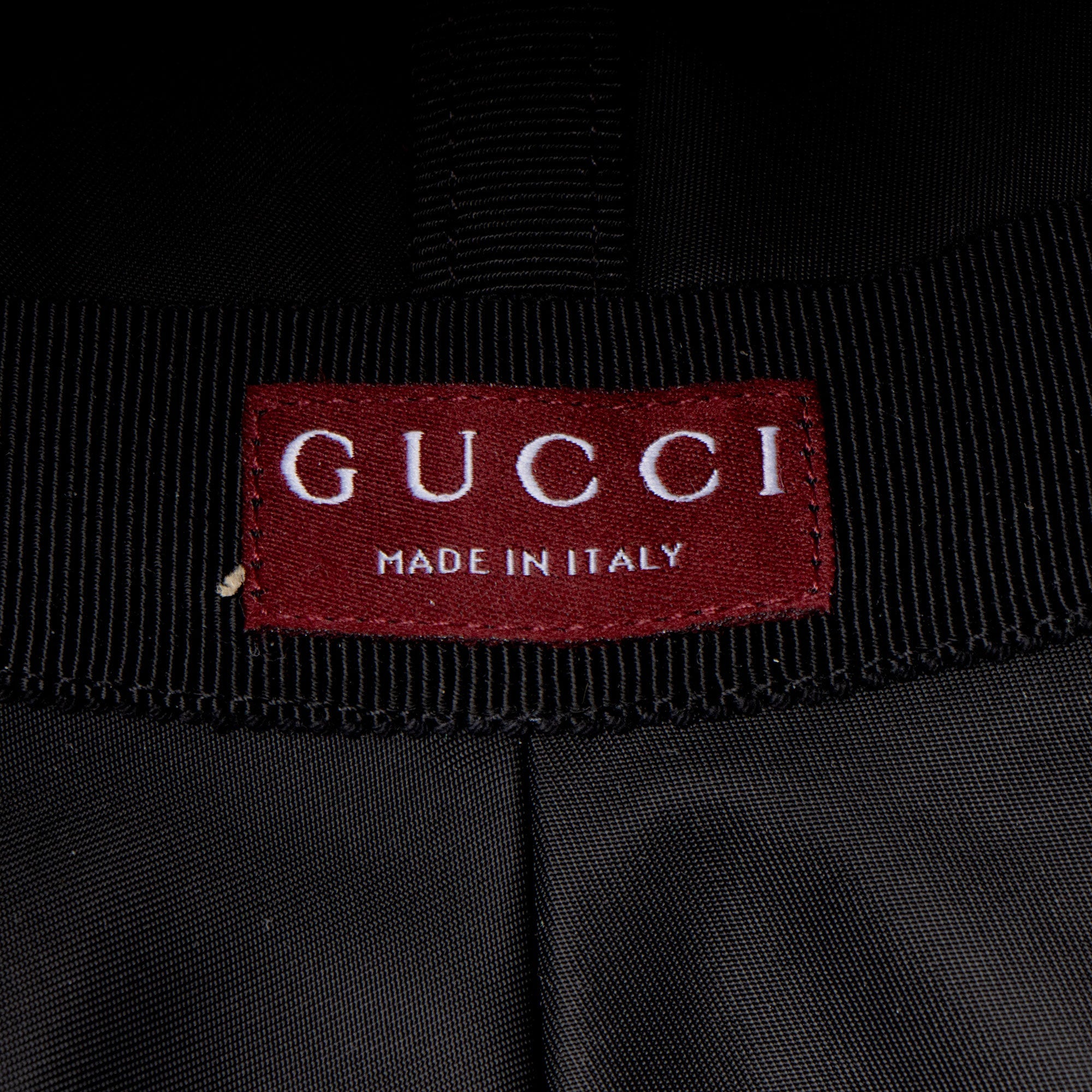 Gucci Nylon Embossed Logo Web Tab Bucket Hat - Size M