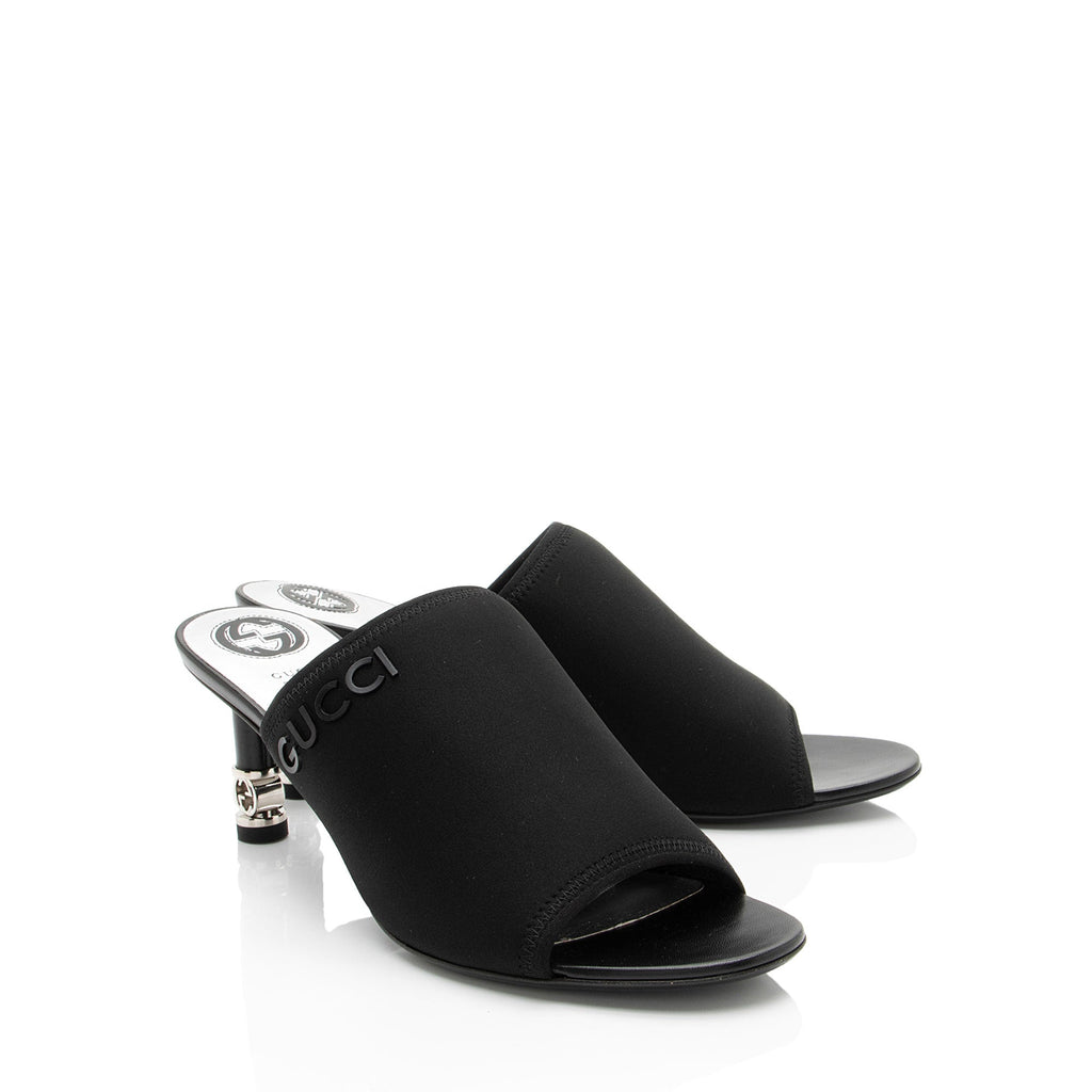 Gucci Nylon Interlocking G Heel Greta Mules - Size 9.5 / 39.5