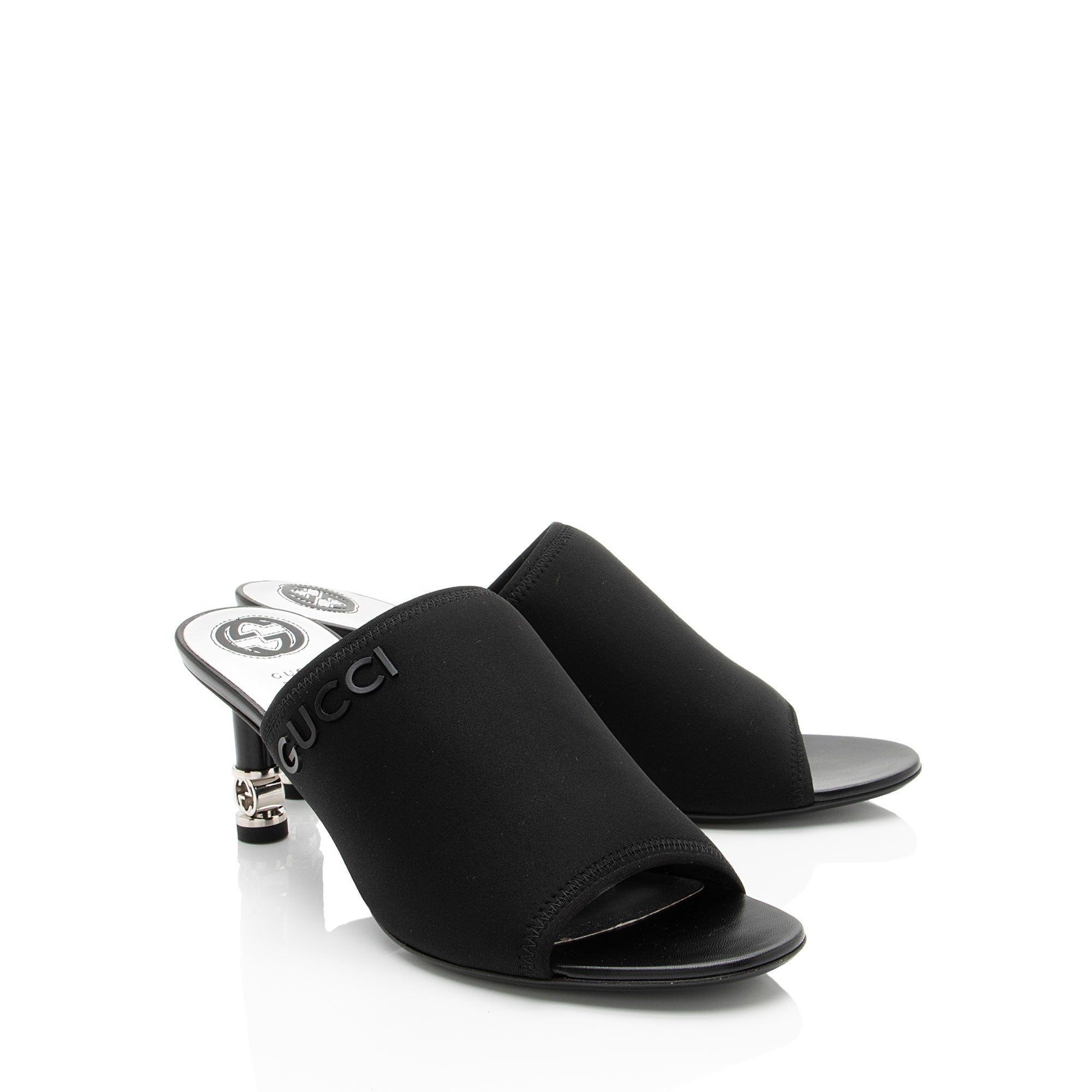 Gucci Nylon Interlocking G Heel Greta Mules - Size 9.5 / 39.5