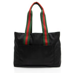 Gucci Nylon Embossed Logo Web Large Tote