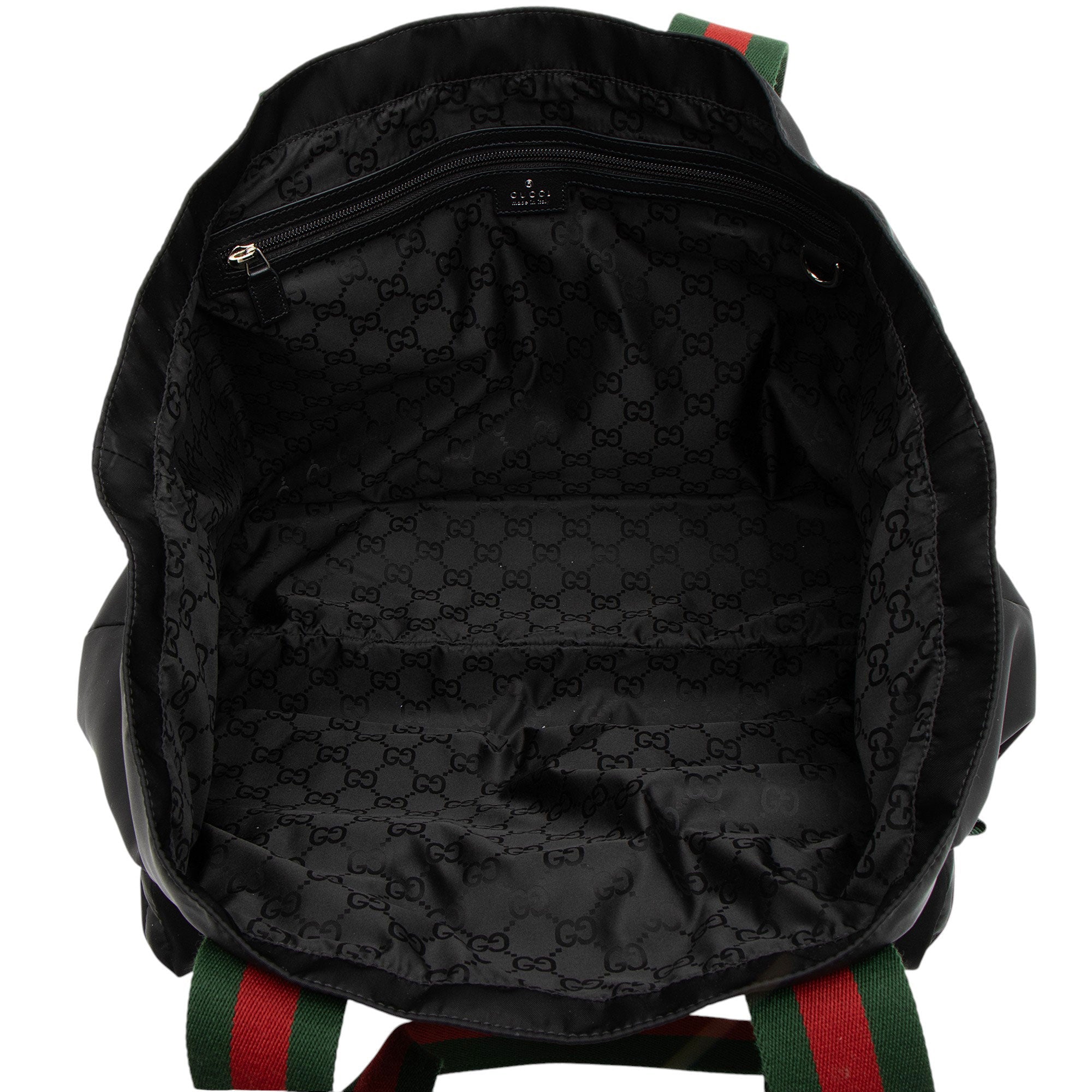 Gucci Nylon Embossed Logo Web Large Tote