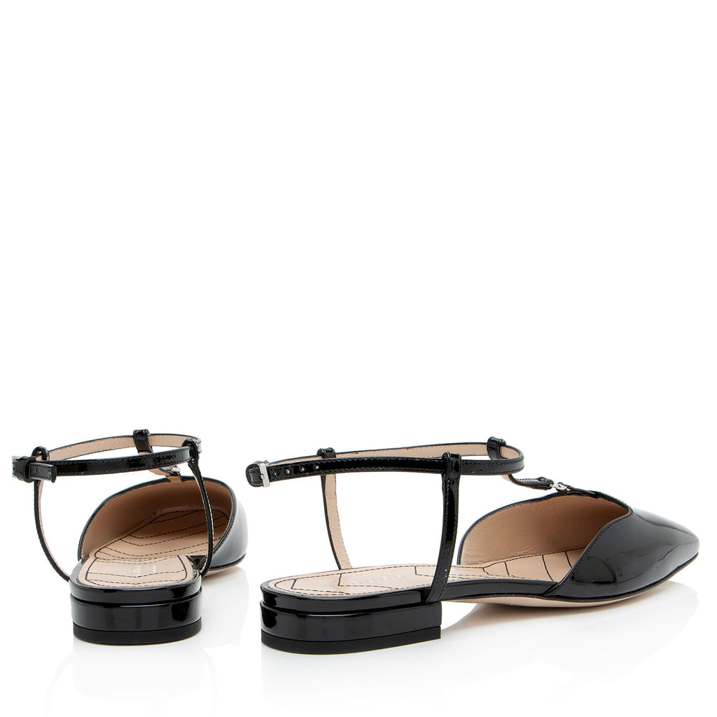 Gucci Patent Leather Double G Slingback Flats - Size 8 / 38