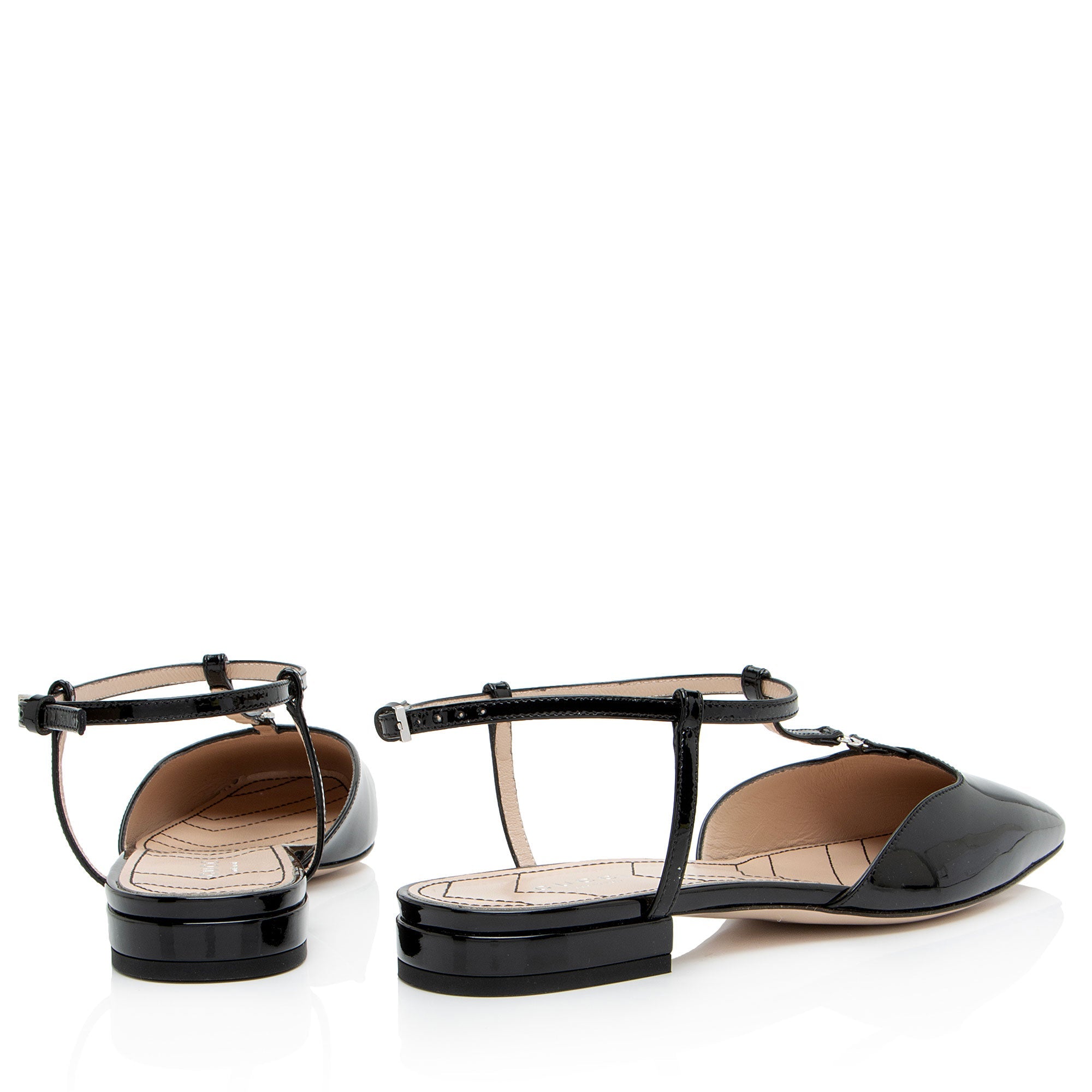 Gucci Patent Leather Double G Slingback Flats - Size 8 / 38