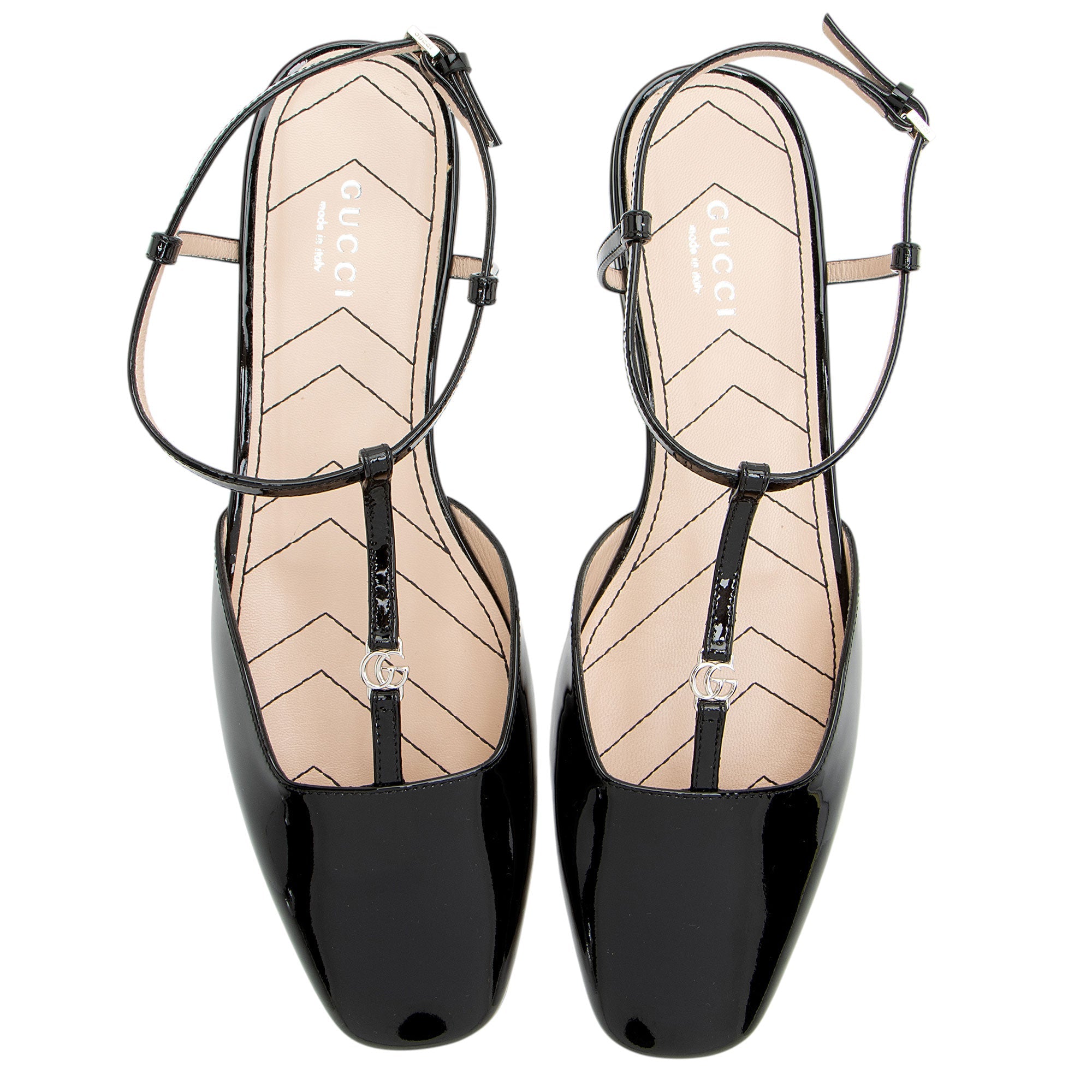 Gucci Patent Leather Double G Slingback Flats - Size 8 / 38