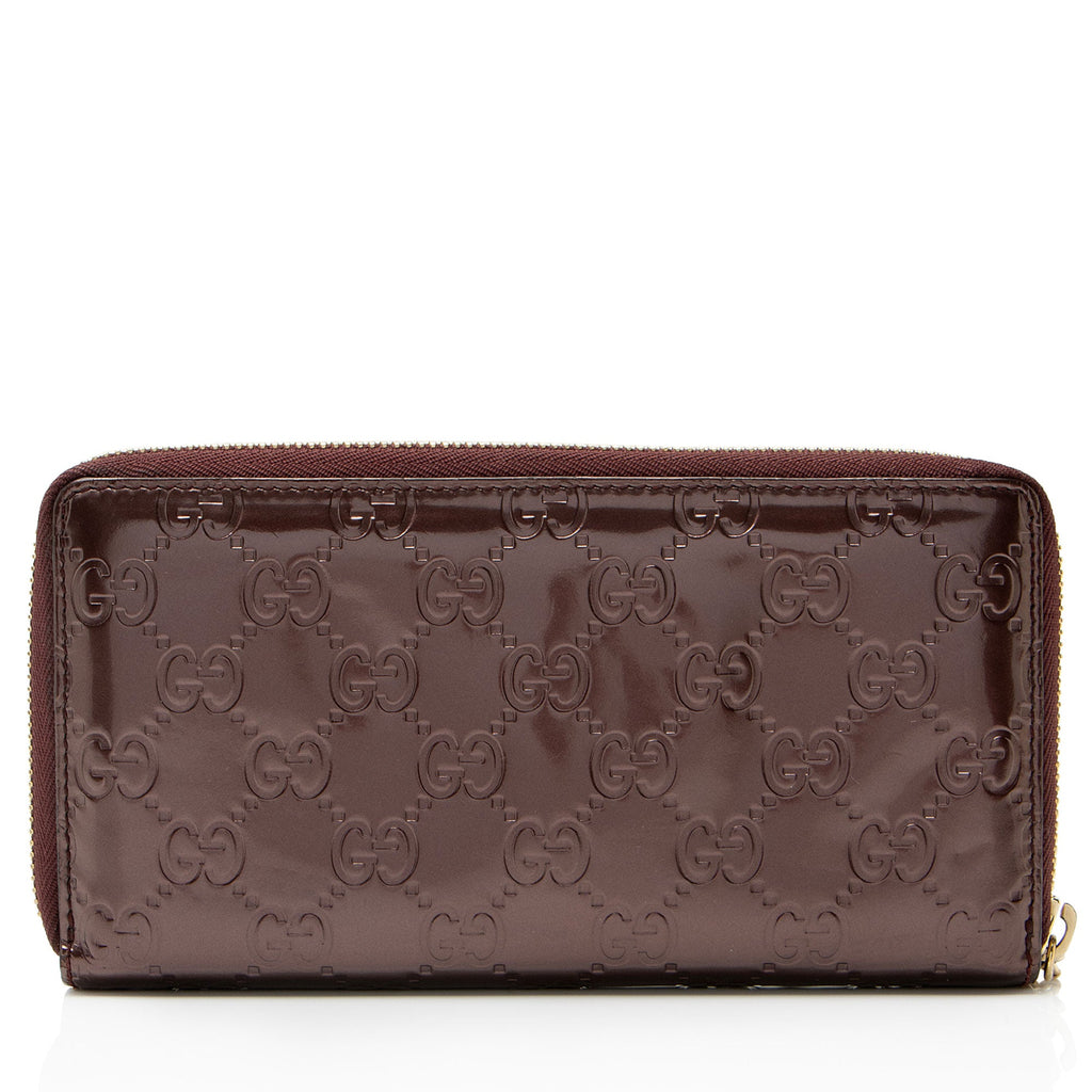 Gucci Patent Leather Guccissima Signature Zip Around Wallet