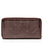 Gucci Patent Leather Guccissima Signature Zip Around Wallet
