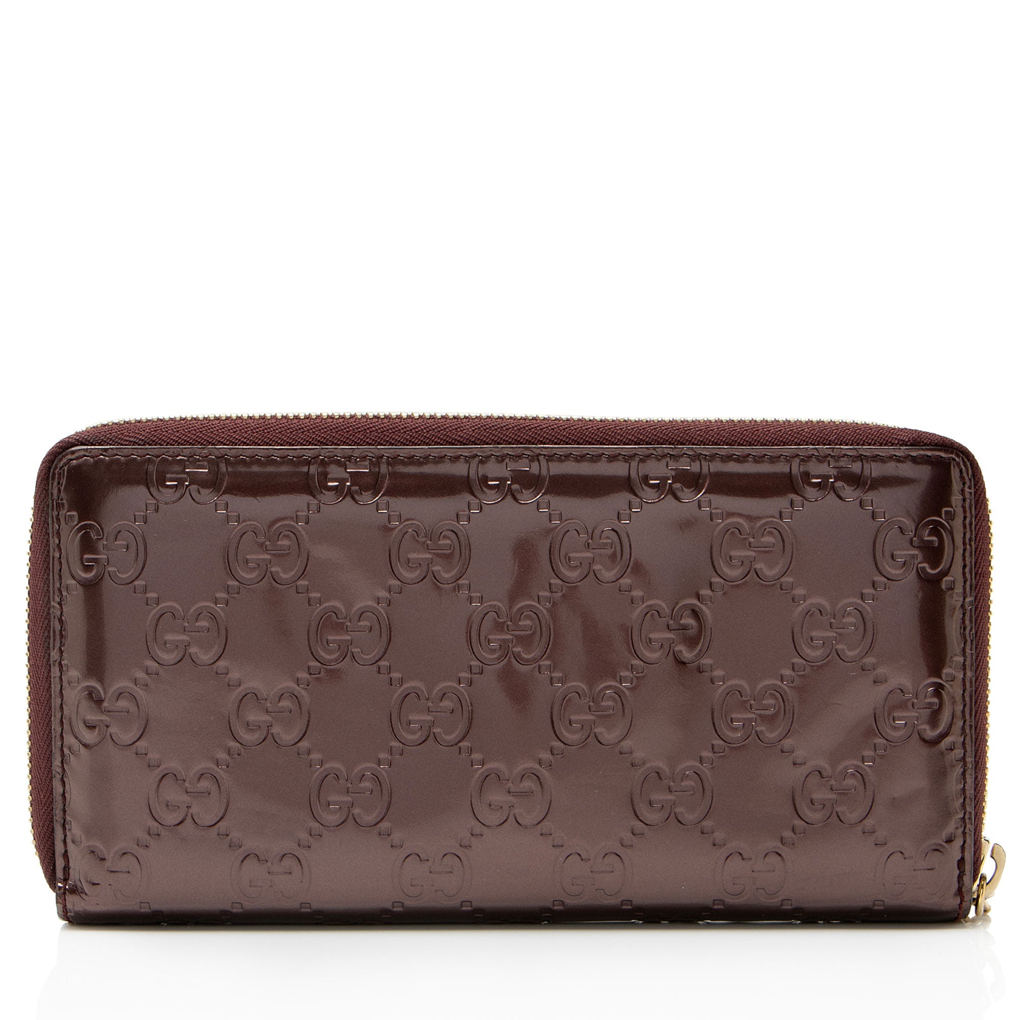 Gucci Patent Leather Guccissima Signature Zip Around Wallet