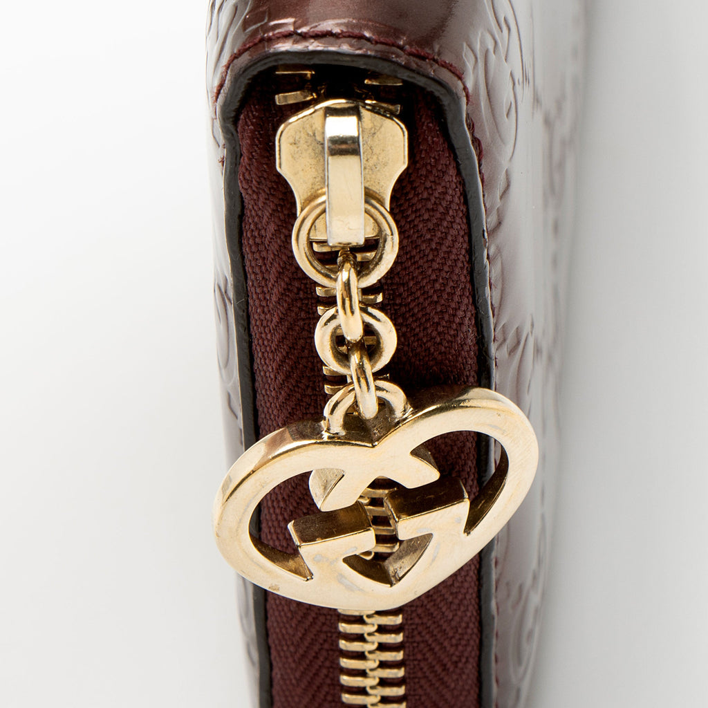 Gucci Patent Leather Guccissima Signature Zip Around Wallet