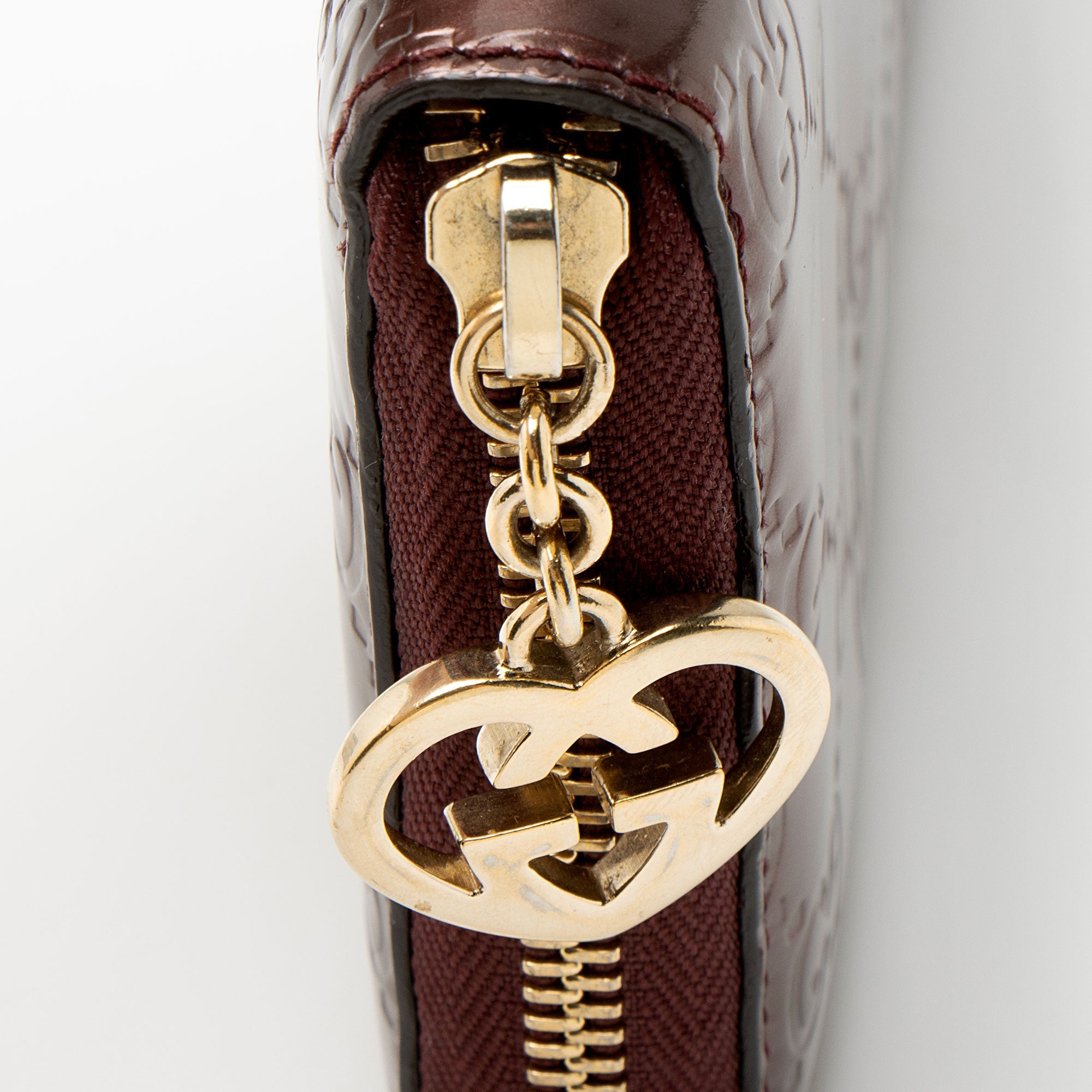 Gucci Patent Leather Guccissima Signature Zip Around Wallet