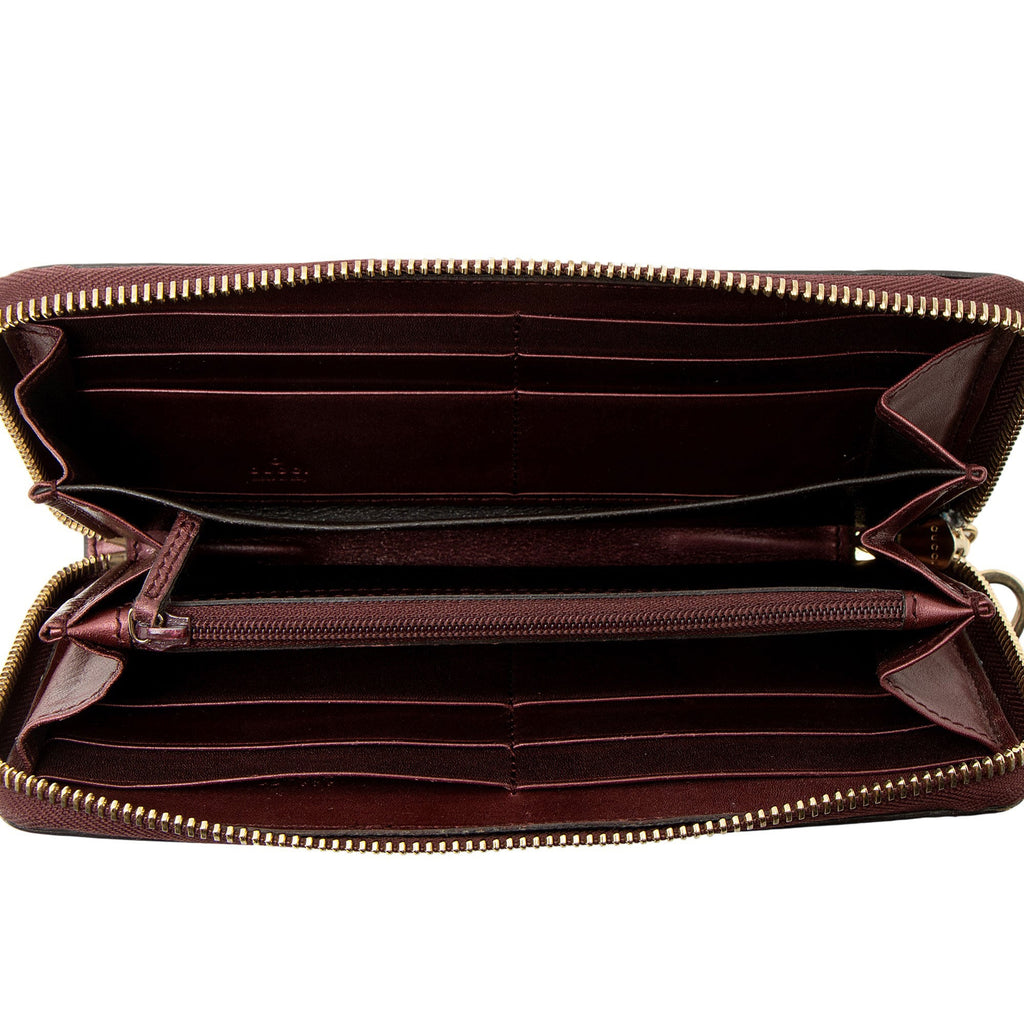 Gucci Patent Leather Guccissima Signature Zip Around Wallet