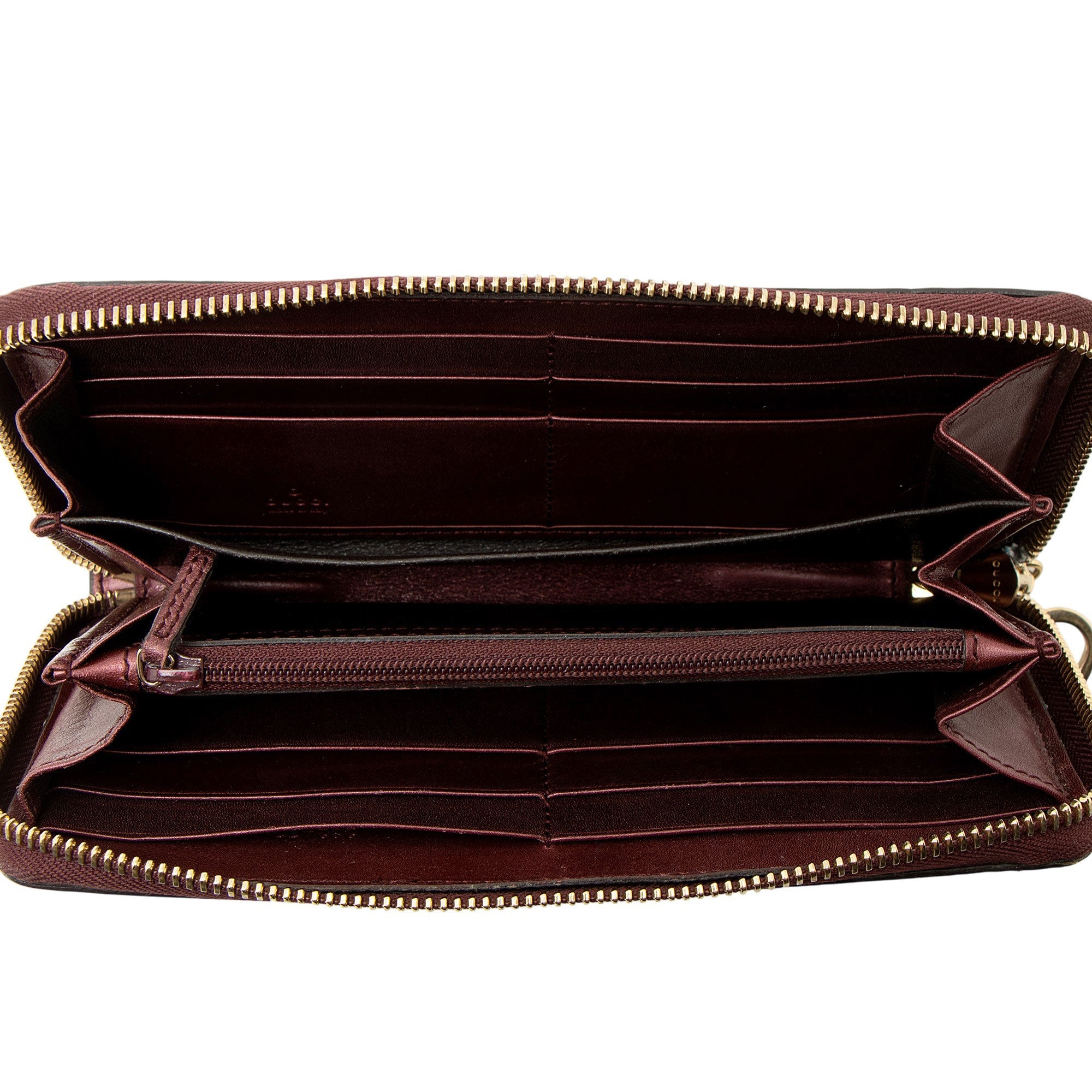 Gucci Patent Leather Guccissima Signature Zip Around Wallet
