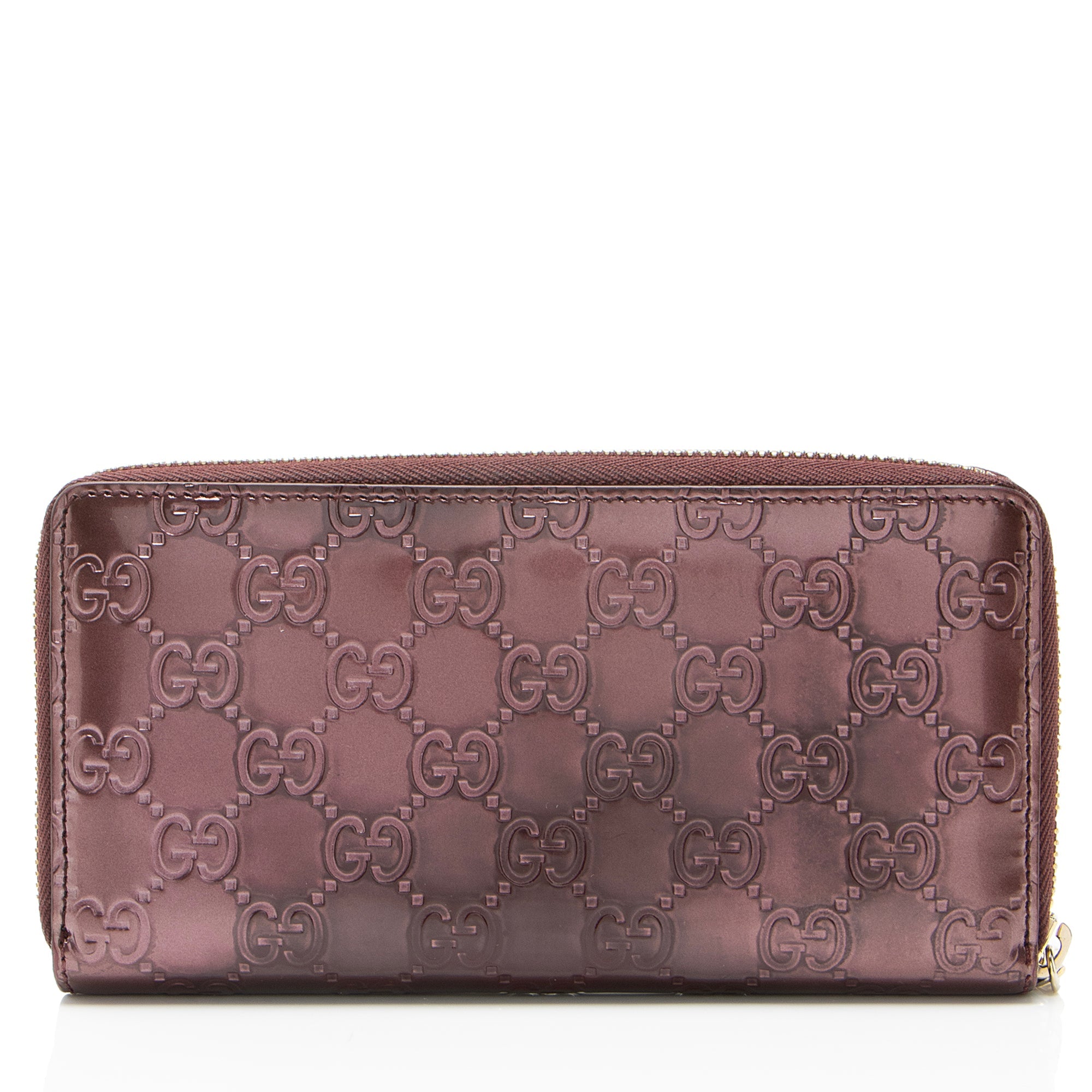Gucci Patent Leather Guccissima Signature Zip Around Wallet