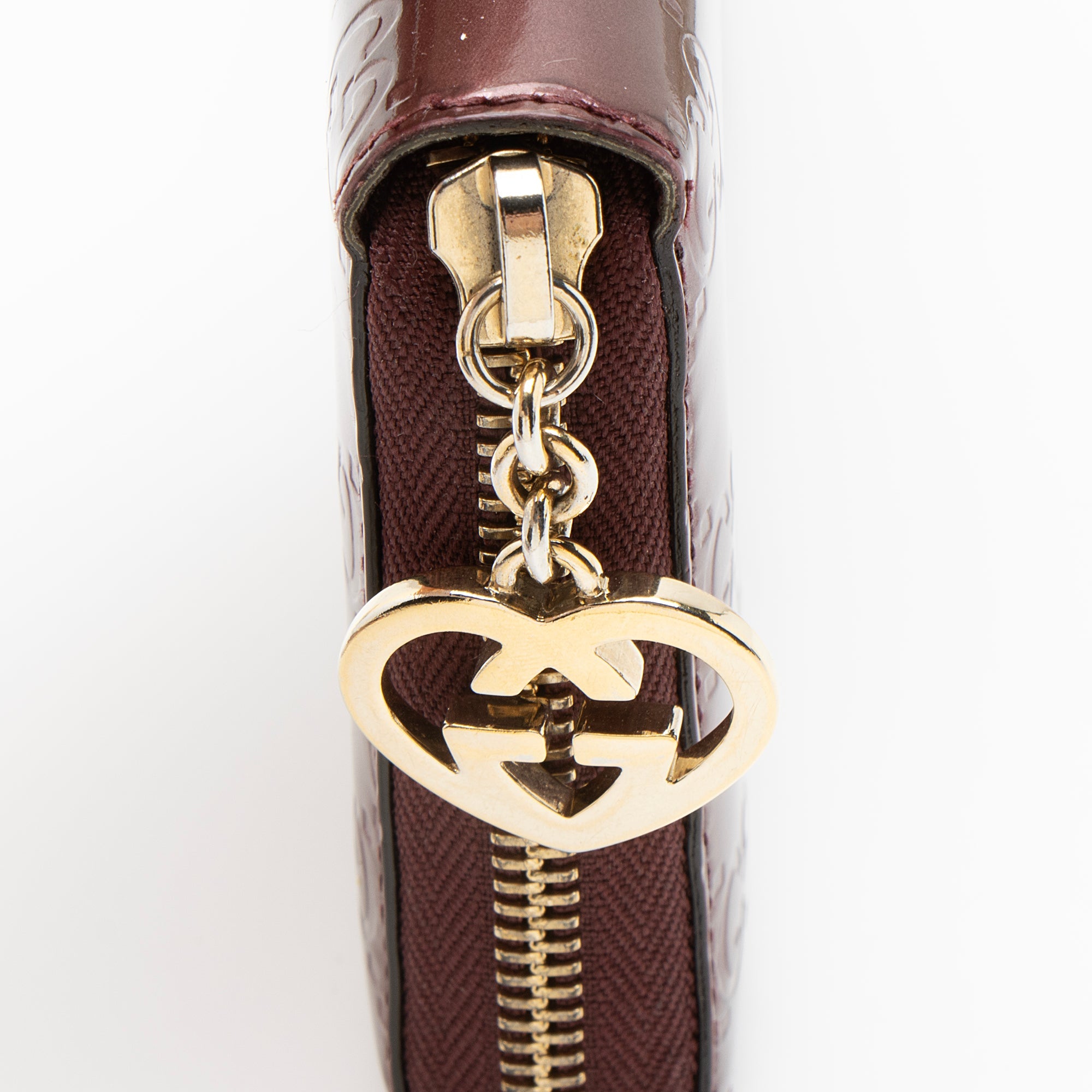 Gucci Patent Leather Guccissima Signature Zip Around Wallet