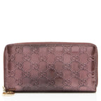 Gucci Patent Leather Guccissima Signature Zip Around Wallet
