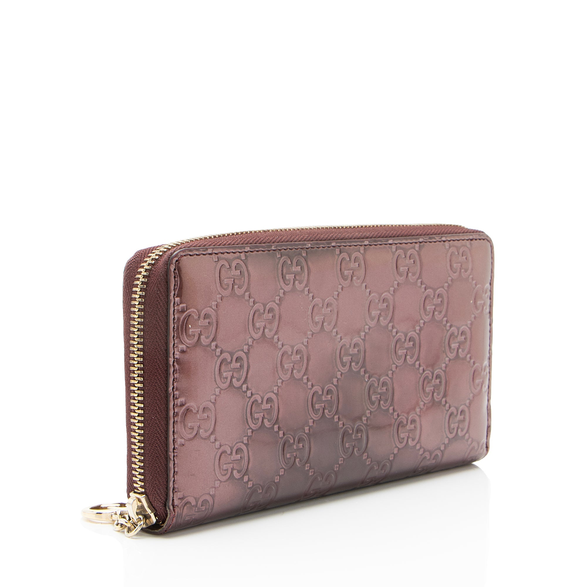 Gucci Patent Leather Guccissima Signature Zip Around Wallet