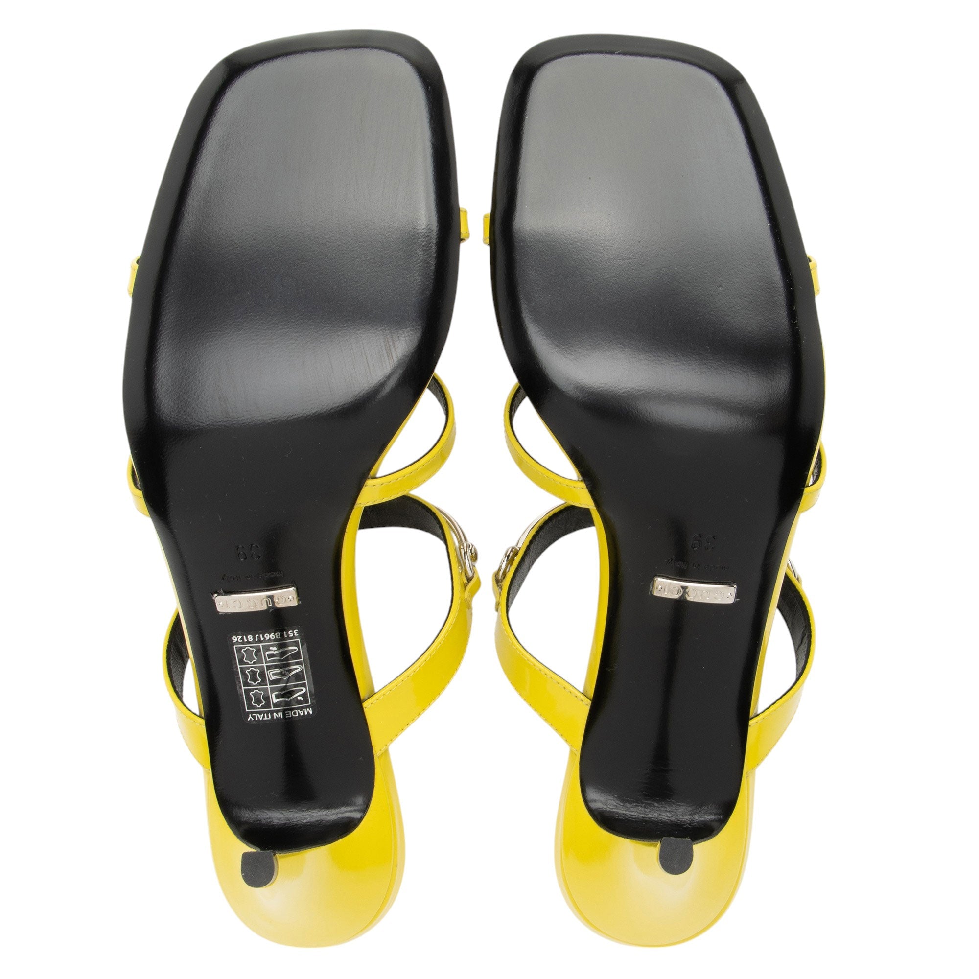 Gucci Patent Leather Horsebit Cutout Sandals - Size 9 / 39