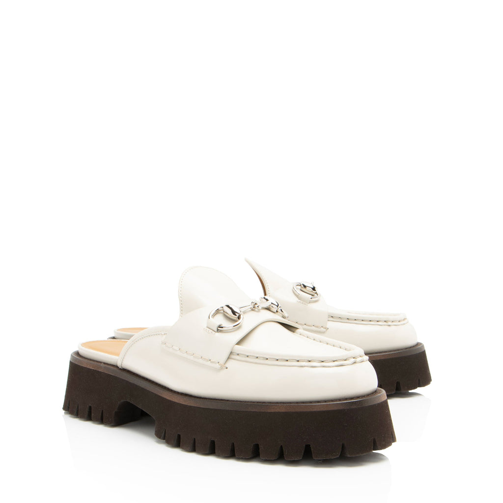 Gucci Patent Leather Horsebit Lug Sole Mules - Size 7.5 / 37.5