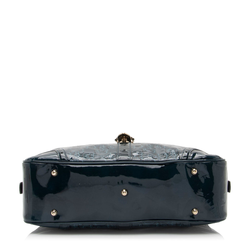 Gucci Embossed Horsebit Patent Leather Satchel